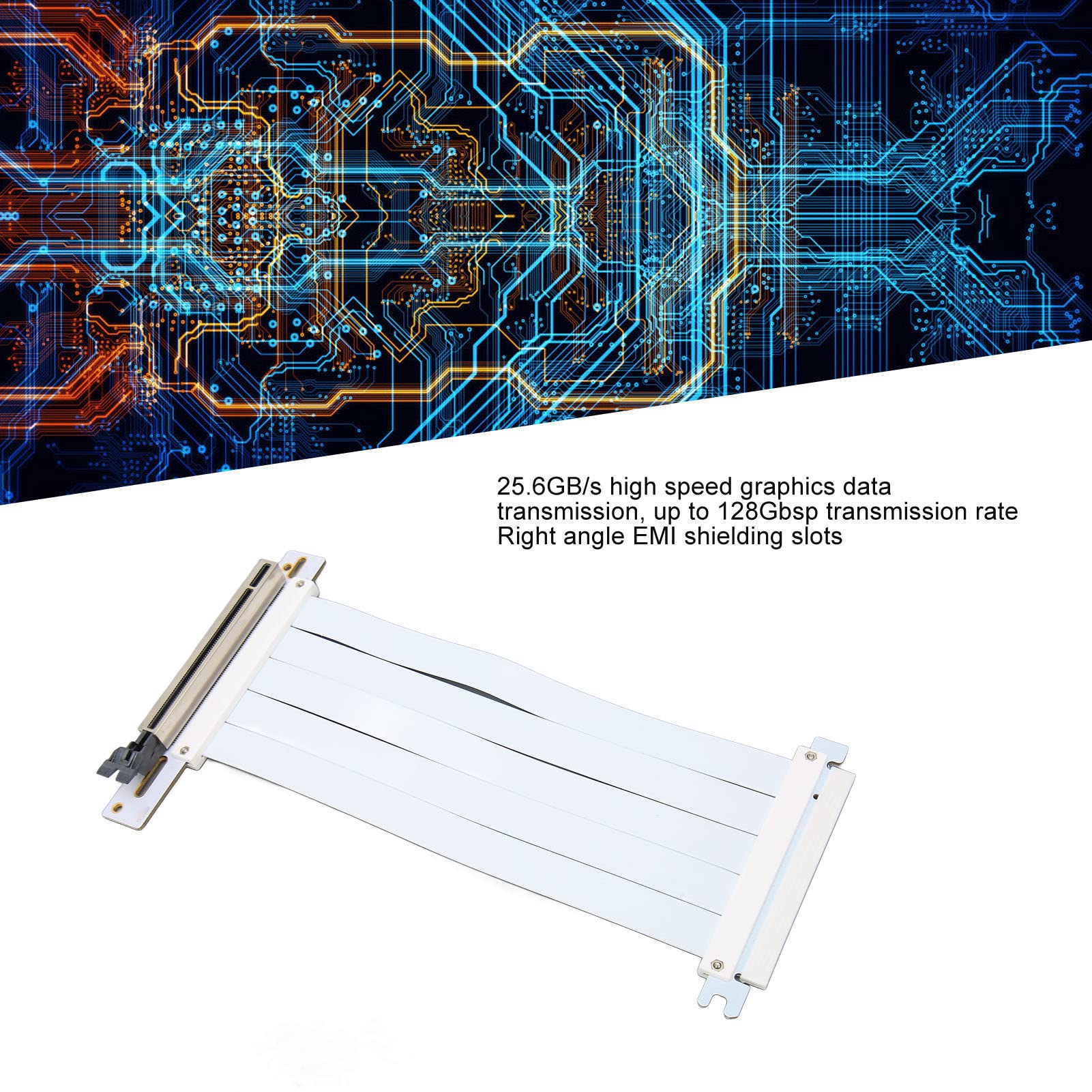 Przedłużacz PCIe 4.0 X16, Przedłużacz GPU 128 Gb/s Transmission Anti Interference Adapter 90 Stopni, Kabel PCIe 4.0 X16 Riser do Karty Graficznej (Biały)