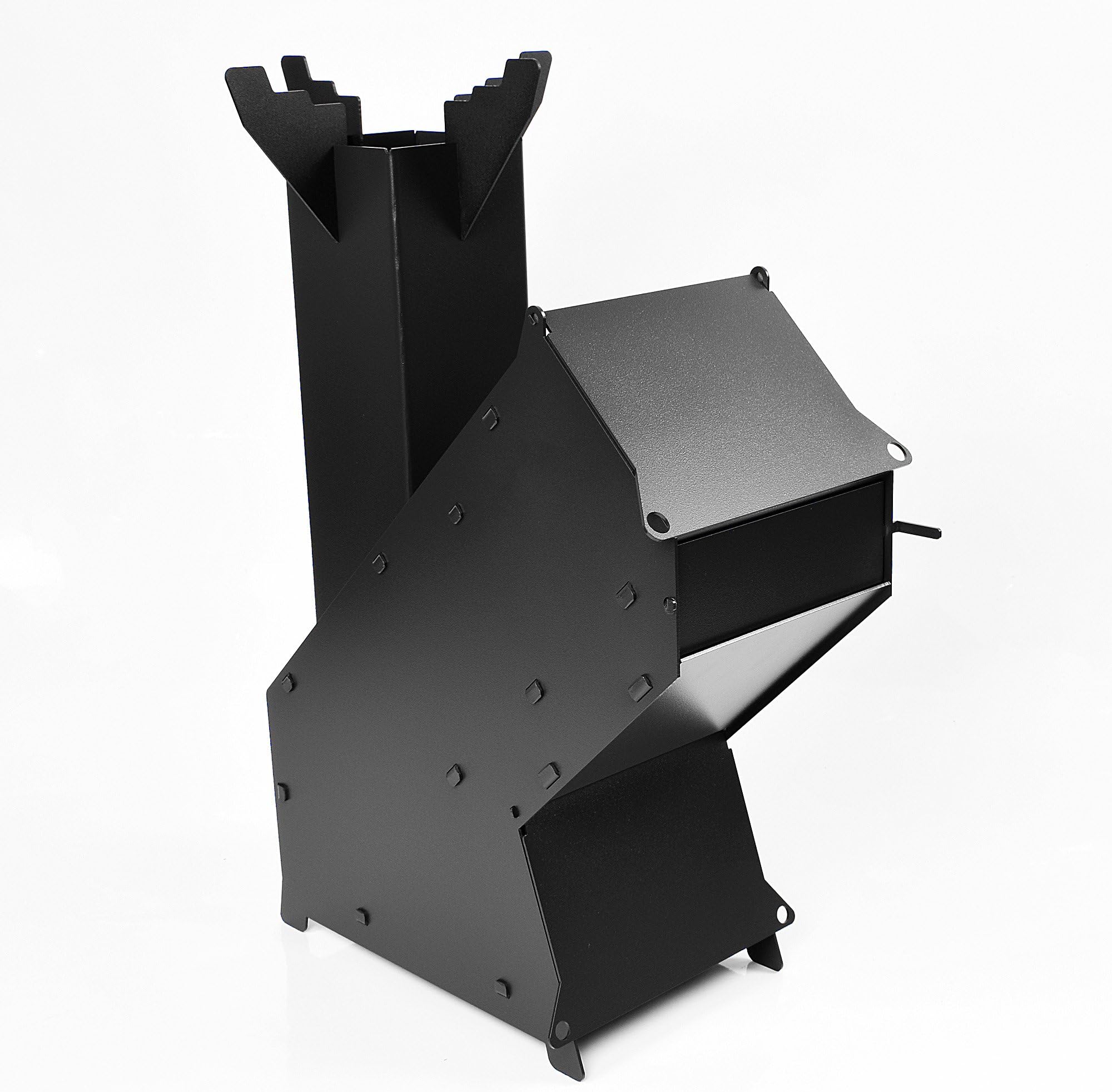 Heavy Duty Portable Rocket Wood Stove - Burning Cooker with Fuel Chamber of Steel for Outdoor Camping, Cooking, Picnic, BBQ, Hunting, Fishing - British Steel