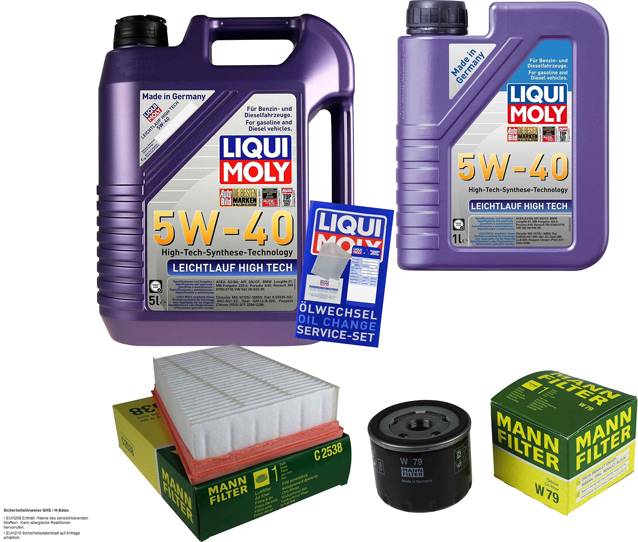 LM 6L 5W-40 Olio Motore Auto + Filtro Uomo per Renault Megane 2 Berlina LM0/1_1.9