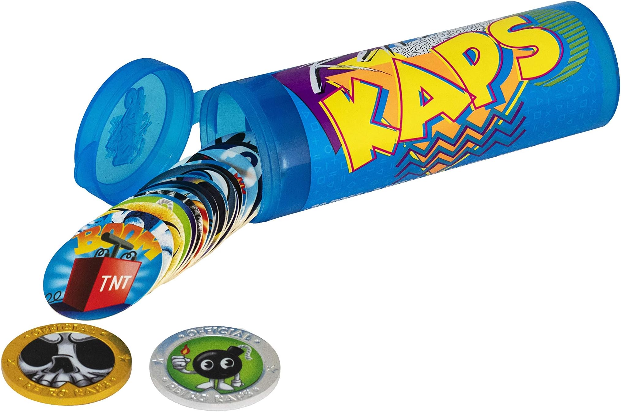 Neon Blue Storage Tube Starter Set Game Includes: 20 Pogs & 2 Exclusive Slammers