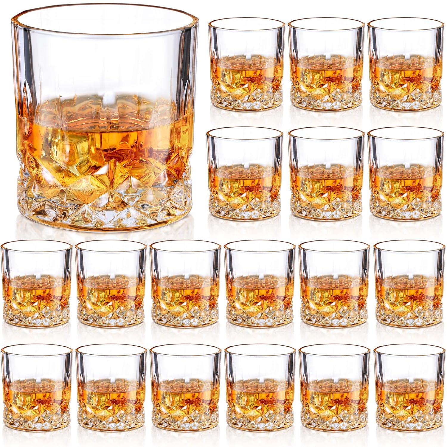 Yaomiao 18 Pcs Old Fashioned Whiskey Glasses Bulk 10 Oz Bourbon Glass Cocktail Rocks Glasses for Whiskey Bourbon