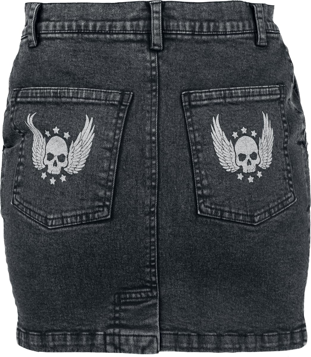 Rock Rebel by EMP Donna Gonna Corta Grigio Scuro con Borchie