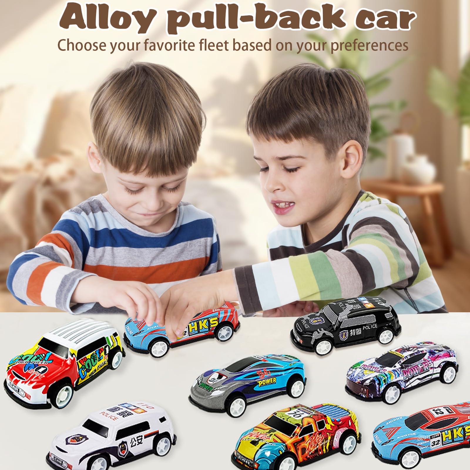Aoskie Camion Macchinine per Bambini 2 3 4 Anni, 5 in 1 Camion Giocattolo con Suoni e Luci, 4