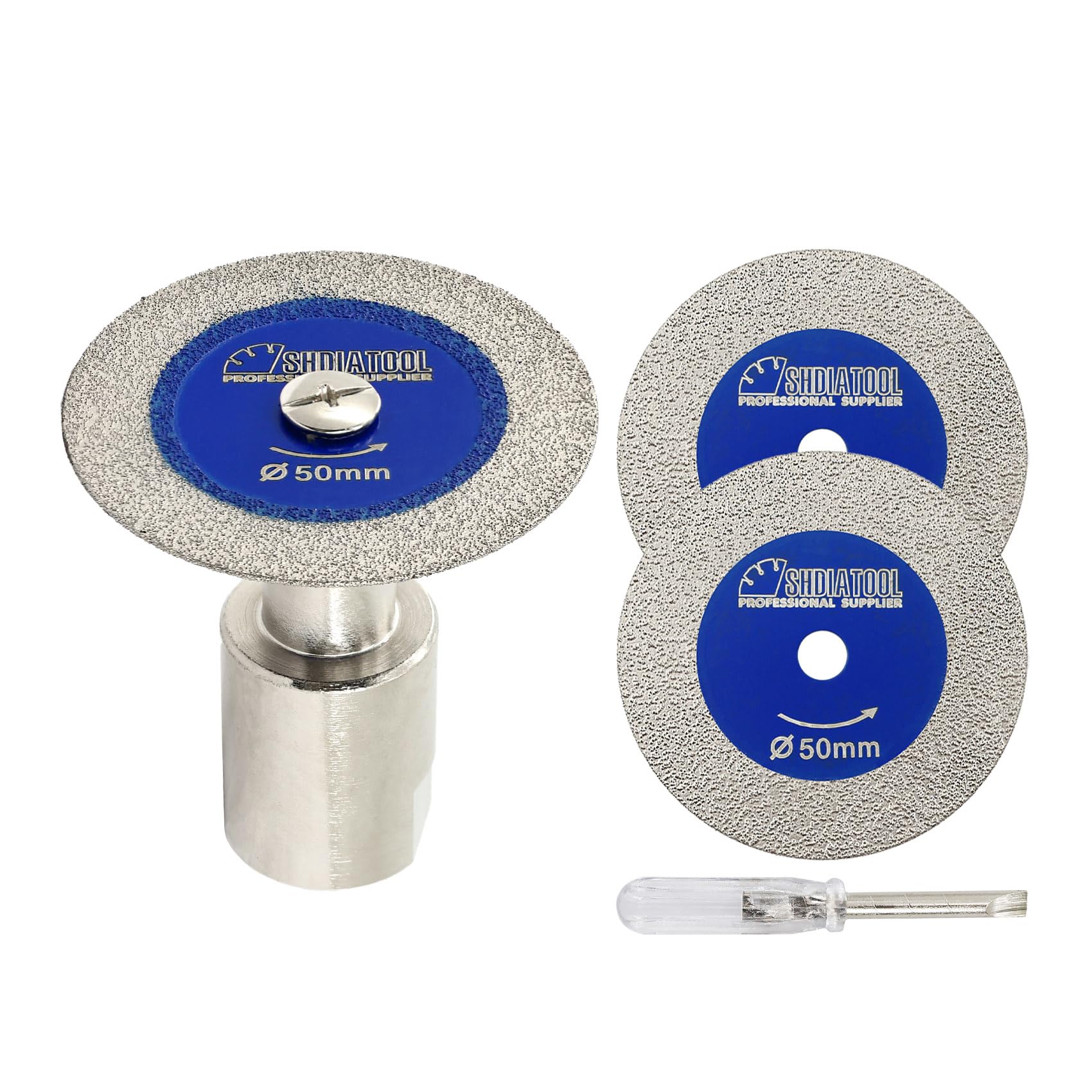 SHDIATOOL Mini Glasses Cutting Disc 50MM, M14 Flange, 1mm Ultra-Thin Diamond Cutting Blade Wheel for Cutting Glass, Jade, Crystal, Ceramics and etc,3Pcs