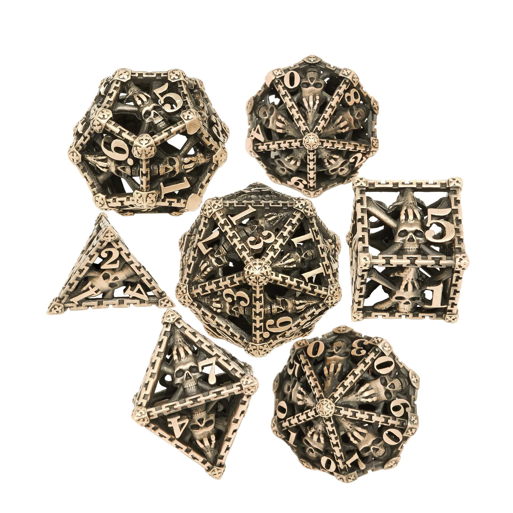 Skull DND Metal dice Set, polyhedral d&d d20 RPG dice Bulk Tower Sets Role Playing dice