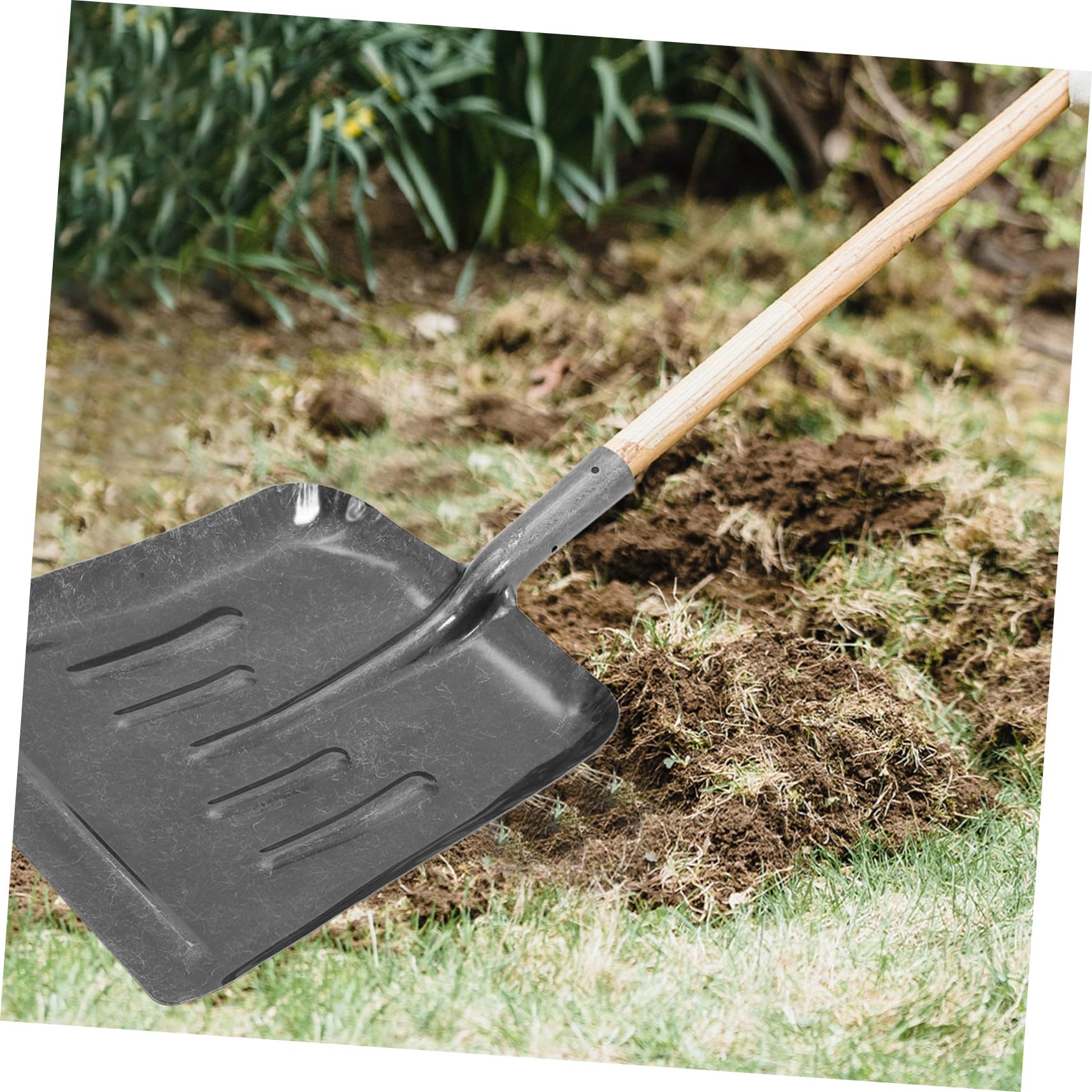 DOITOOL Manganstahl Reinigungsspaten für Landwirtschaft und Garten Kurzstiel Flachspaten mit Ergonomischem Griff rutschfeste Oberfläche für Mistentfernung Schneeschaufeln und