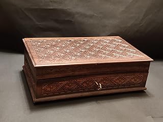 Wooden Jewelry Box - Jewelry Holder with Divider - Jewelry Organizer Case for Necklace, Earrings, Rings & Bracelets - Perfect for Men & Women with a Key