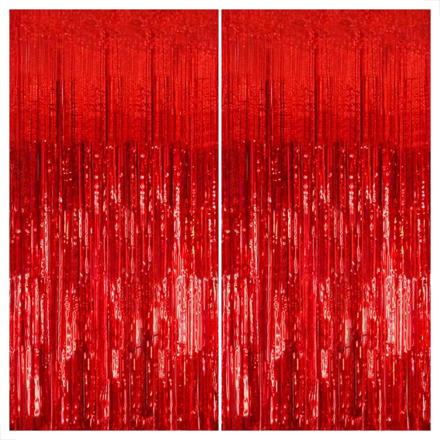 KatchOn, XtraLarge Red Streamers Graduation Party Decorations - 3.2x8 Feet, Pack of 2 | Graduation Decorations 2025 | Shiny Red Fringe Backdrop | Red Graduation Decorations for Grad Party Decorations