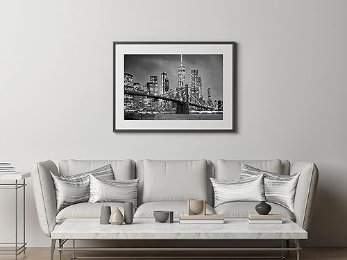 Miniatura 3 de Brooklyn Bridge (Night) Poster - 30 x 20 Inches - Luxury Black and White Artwork - Metropolitan Wall Art