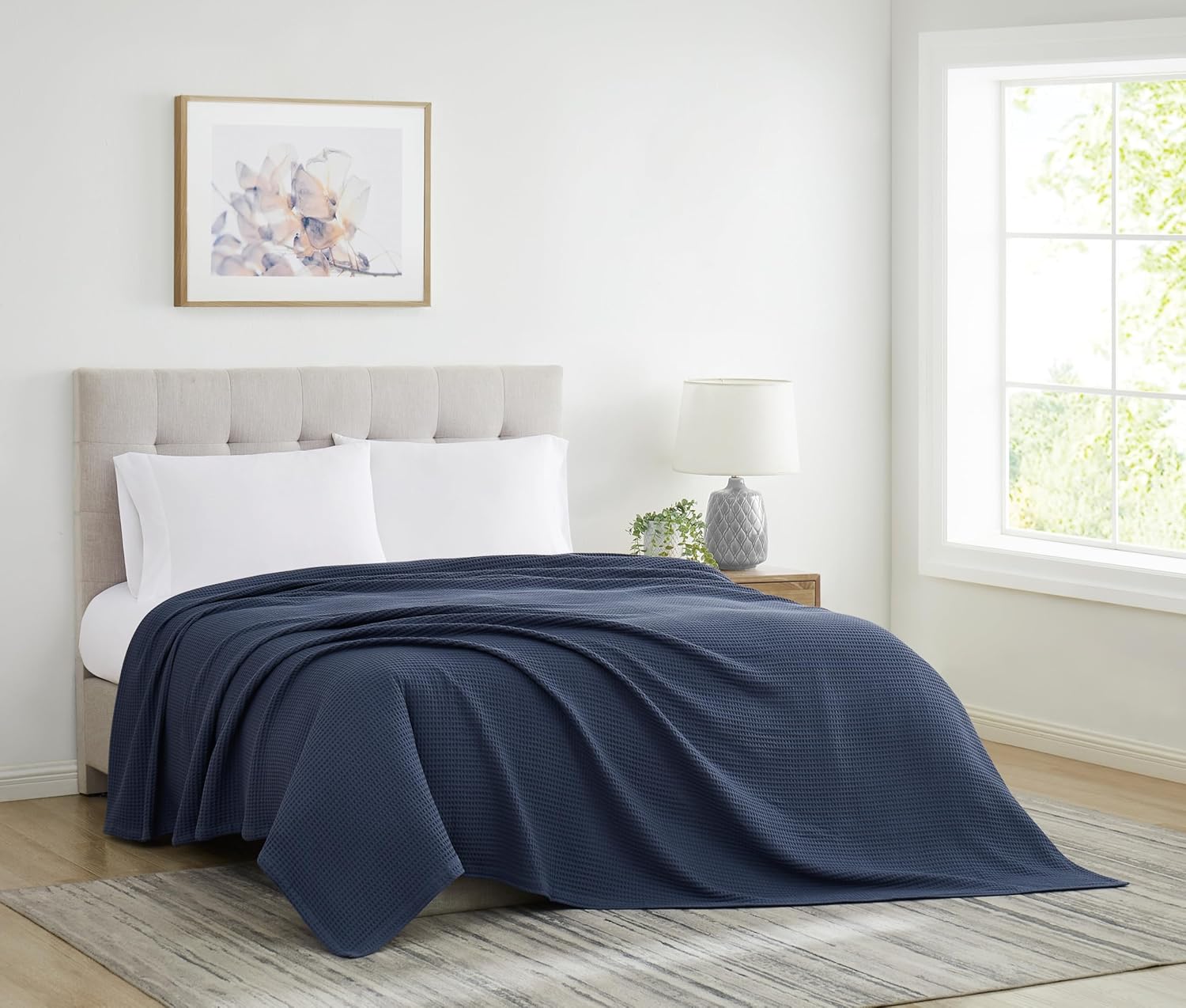 CANNON Heritage Cotton Waffle Green Cotton 1-Piece Twin/Twin XL Blanket, Solid Color Themed, for Men and Women, Oeko-TEX Certified Confidence