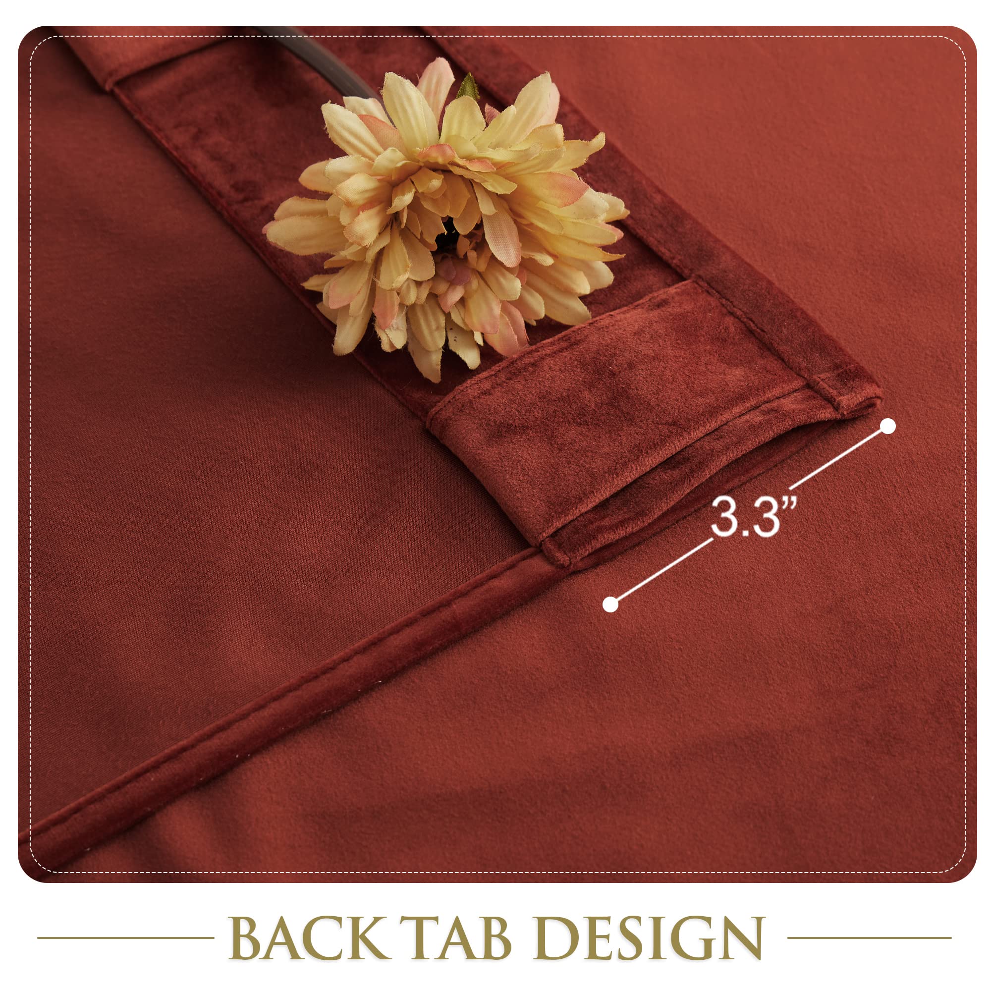 StangH Rust Velvet Curtains for Bedroom Super Soft Heavy Thick Drapes Room Darkening Privacy Sliding Door Curtain Panels for Bedroom/Dining Room - Image 4