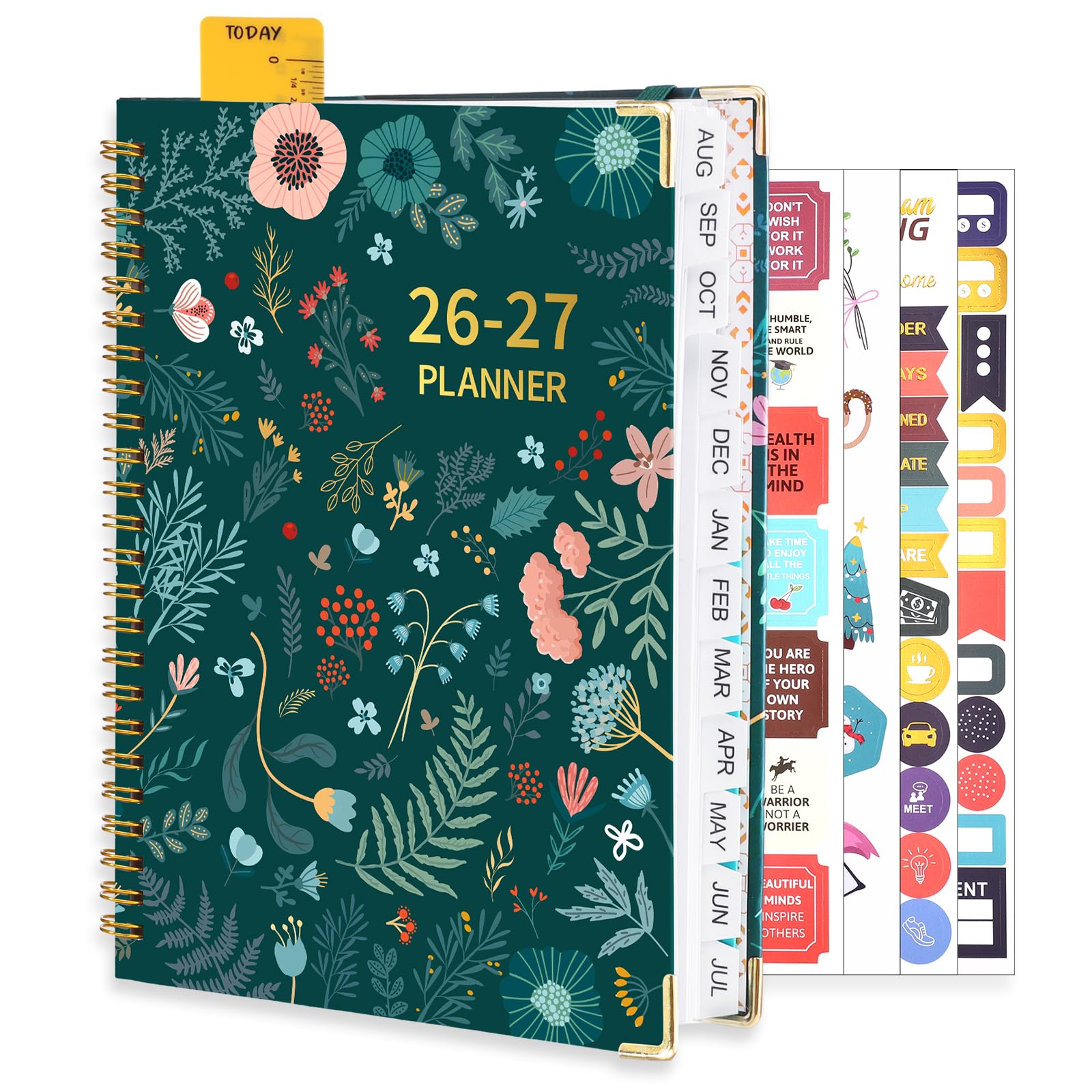 Academic Diary 2026-2027, A5 Weekly Planner Notebook from August 2026 to July 2027 with Monthly Tabs, Stickers, Ruler Bookmark, Week to View for Home, School & Office — image 1