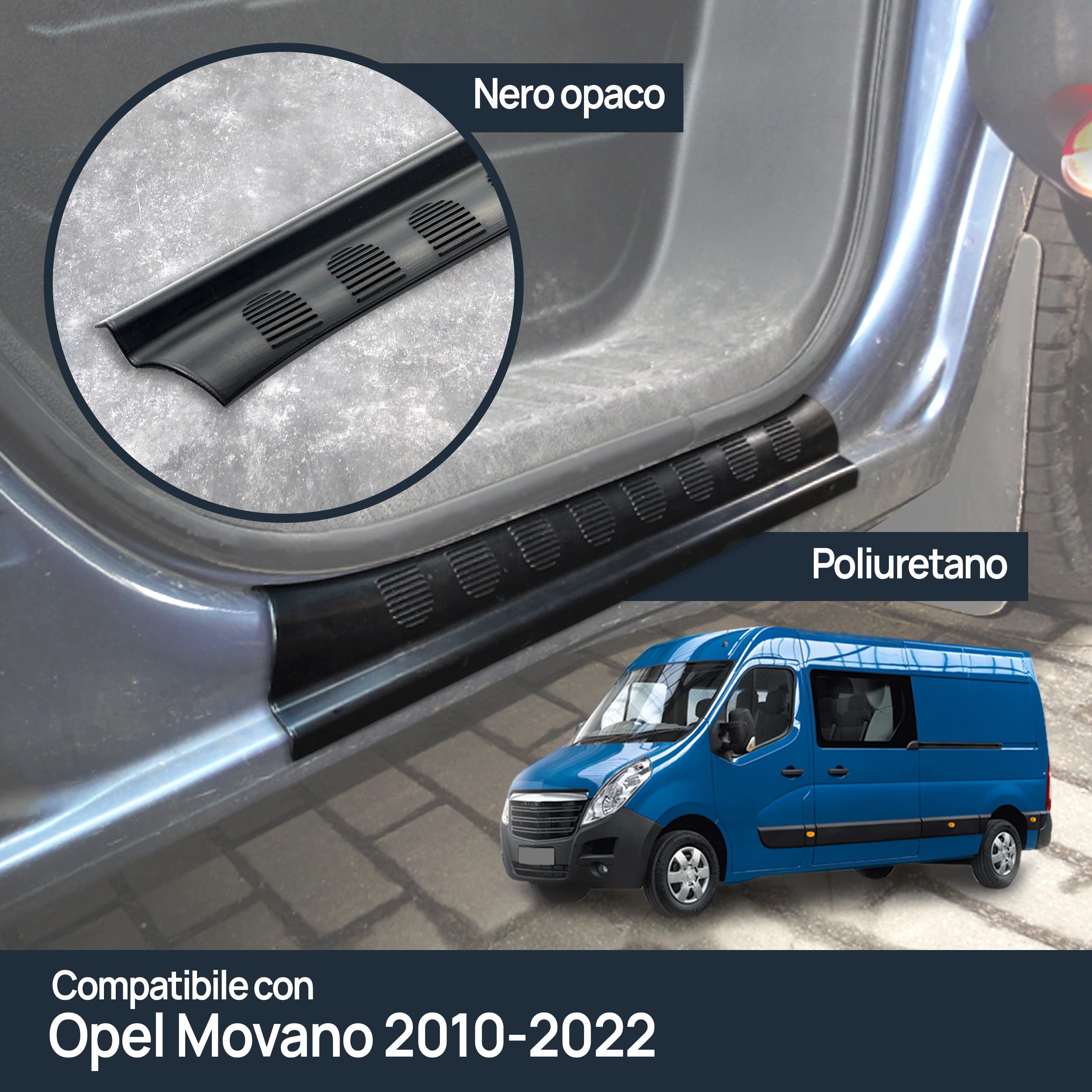 CHROMEMASTER | Rivestimenti Protettivi Battitacco, Compatibili con Opel Movano 2010-2022 | Poliuretano, Nero Opaco | I Rivestimenti Proteggeranno i Battitacco Tua Auto da Graffi e Danni