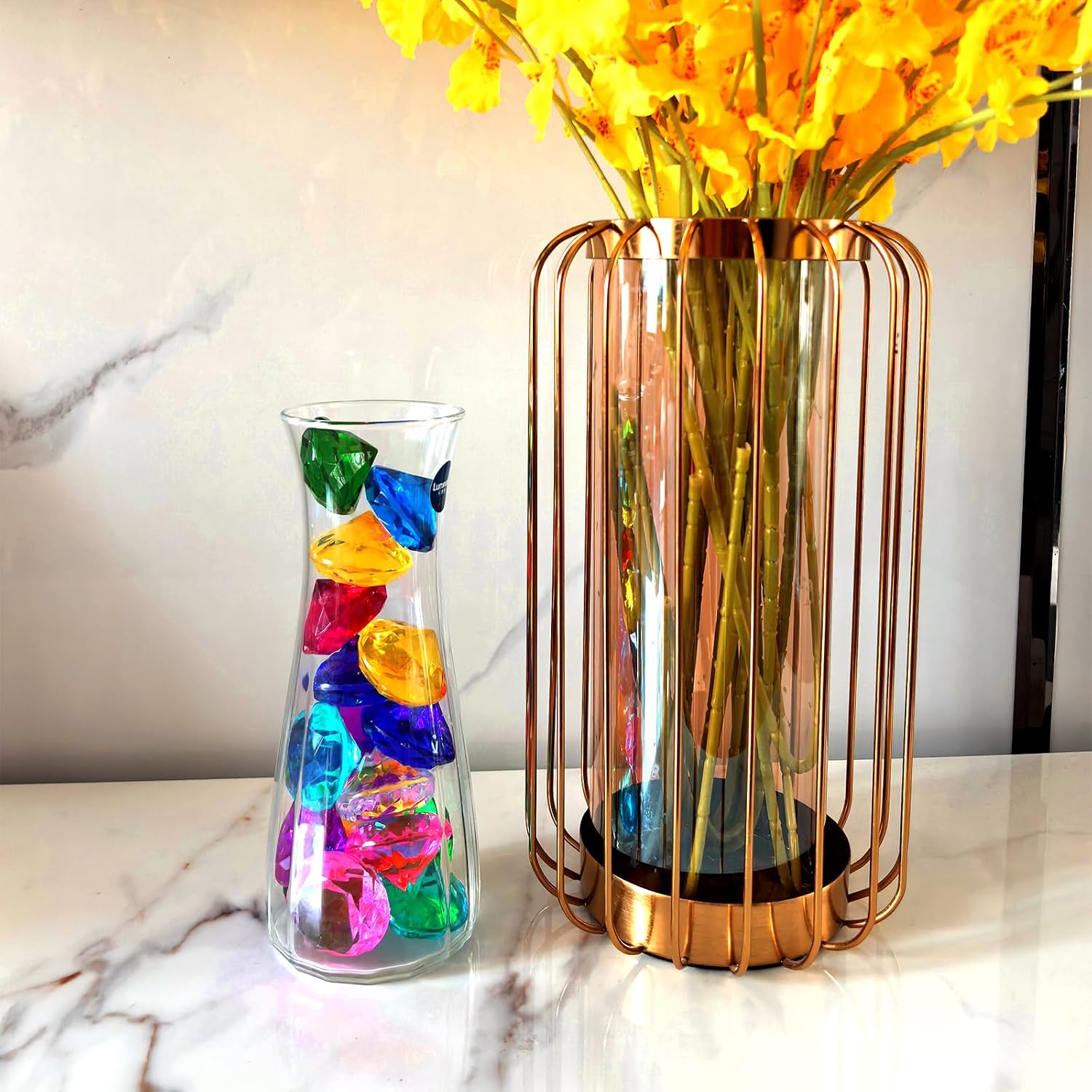 26pcs Acrylic Diamond Vase Fillers, 1.57 Inch Colorful Super Shiny Stones, Man-Made Diamond Crystal Gems for Table Accessories, Weddings, Parties, Easter Events, Crafts, Birthday Decorations