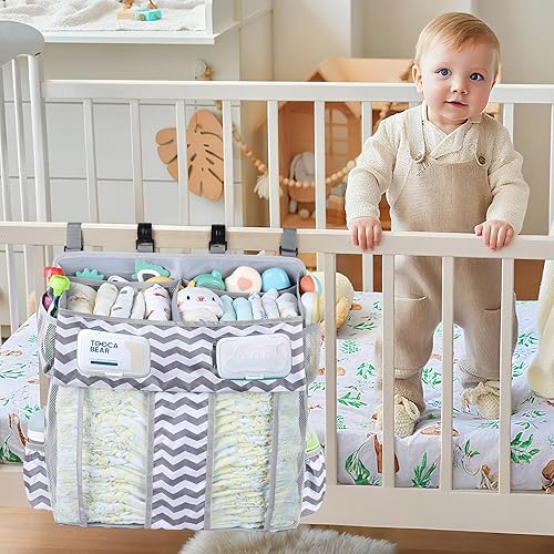 Miniatura 10 de Accmor Organizador colgante para pañales para bebés apilador de pañales organizador de bolsa de almacenamiento clasificada para cambiar mesa cuna