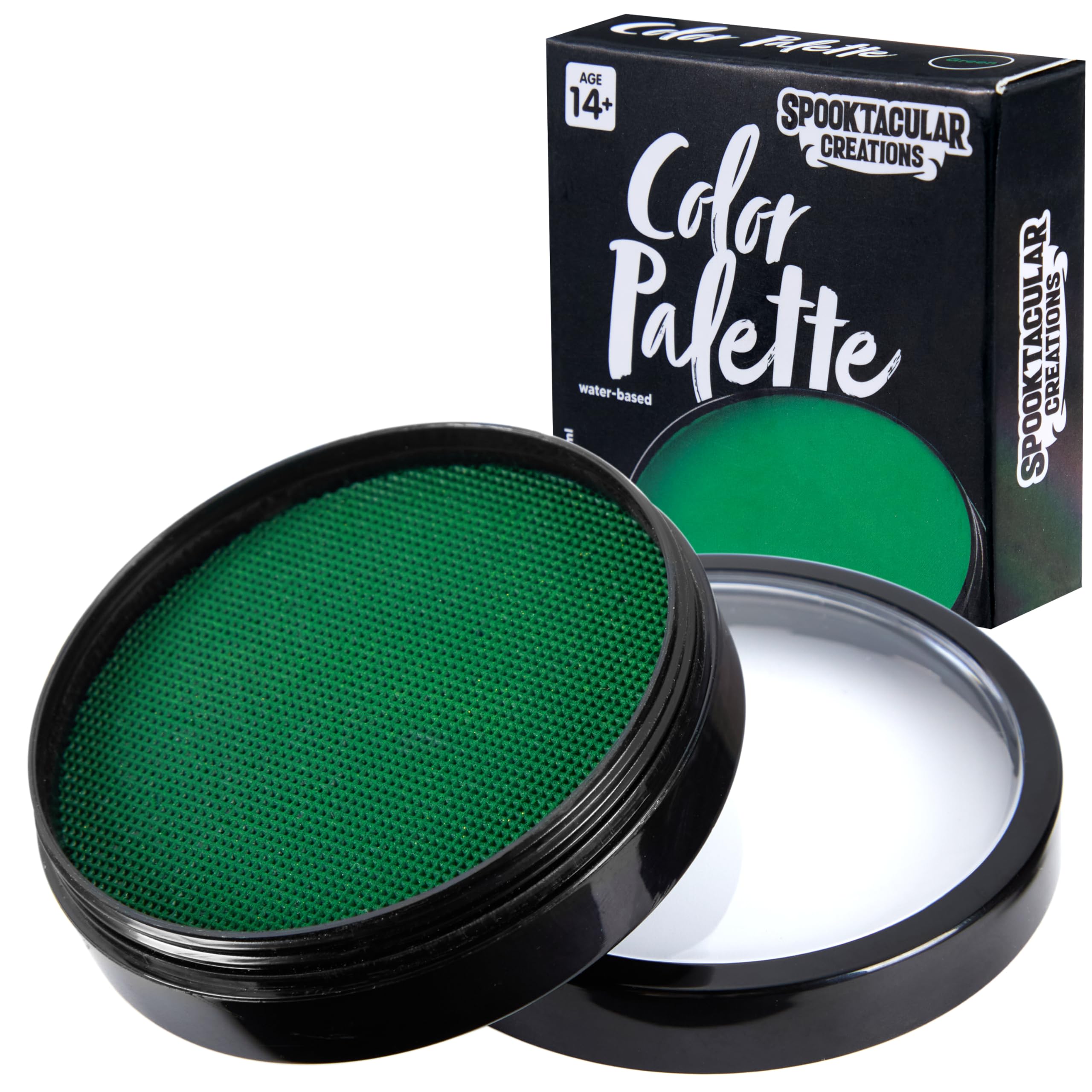 Spooktacular Creations Halloween Makeup Face Body Paint — Waterproof Foundation Cream Cake Tub, Halloween Party Cosplay Clown Sfx Costume and Dress Up Makeup for Adult (1 Oz, Green)