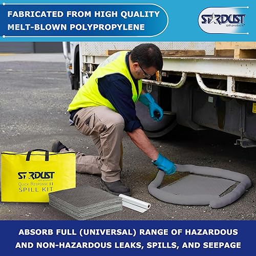Miniatura 6 de Stardust Quick Response Kit universal para derrames paquete de 6 unidades. Cada paquete incluye bolsa de lona amarilla, 15 almohadillas absorbentes