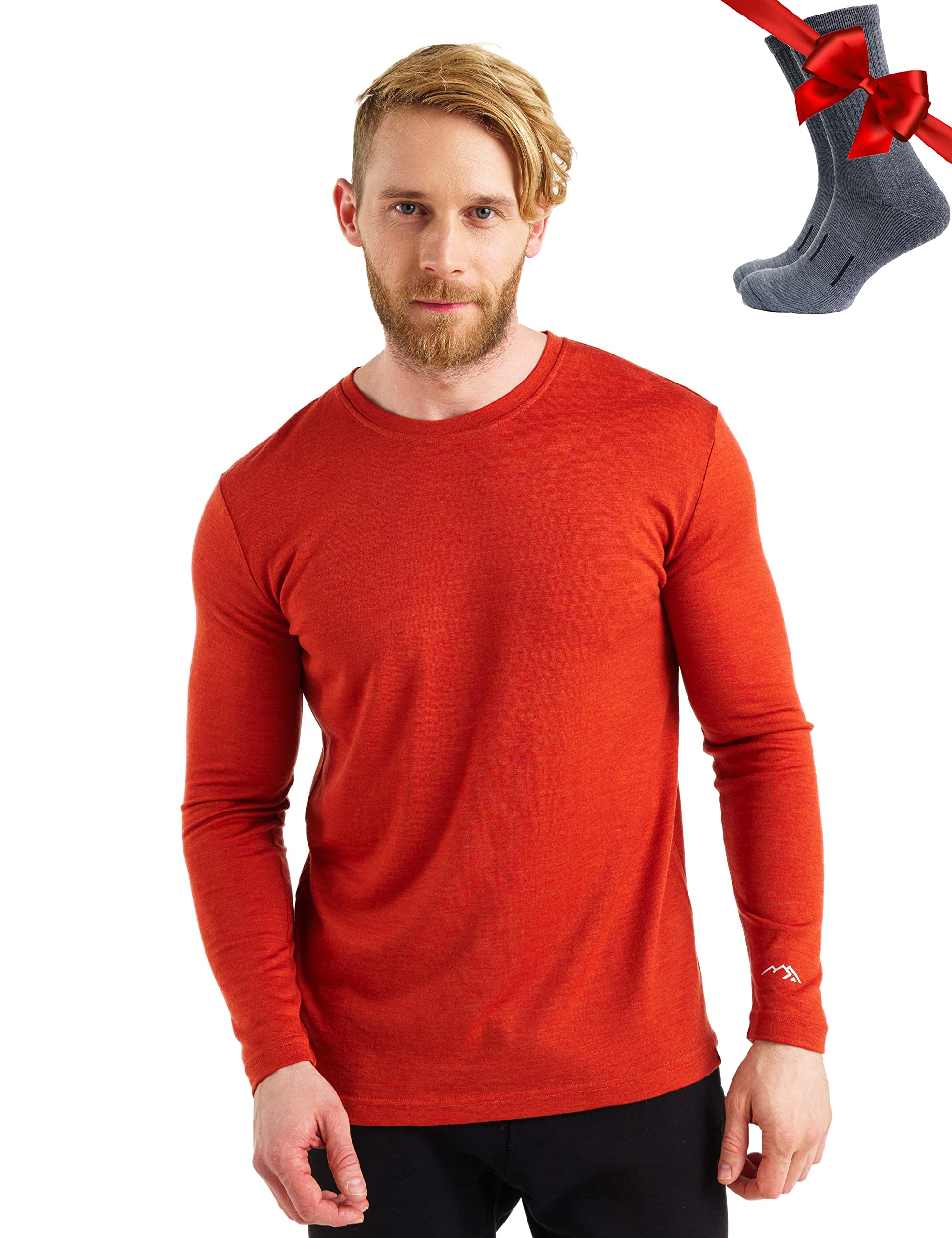 Merino.tech Merino Wool Base Layer - Mens 100% Merino Wool Long Sleeve Thermal Shirts Heavyweight, Midweight, Lite with Socks — view 27