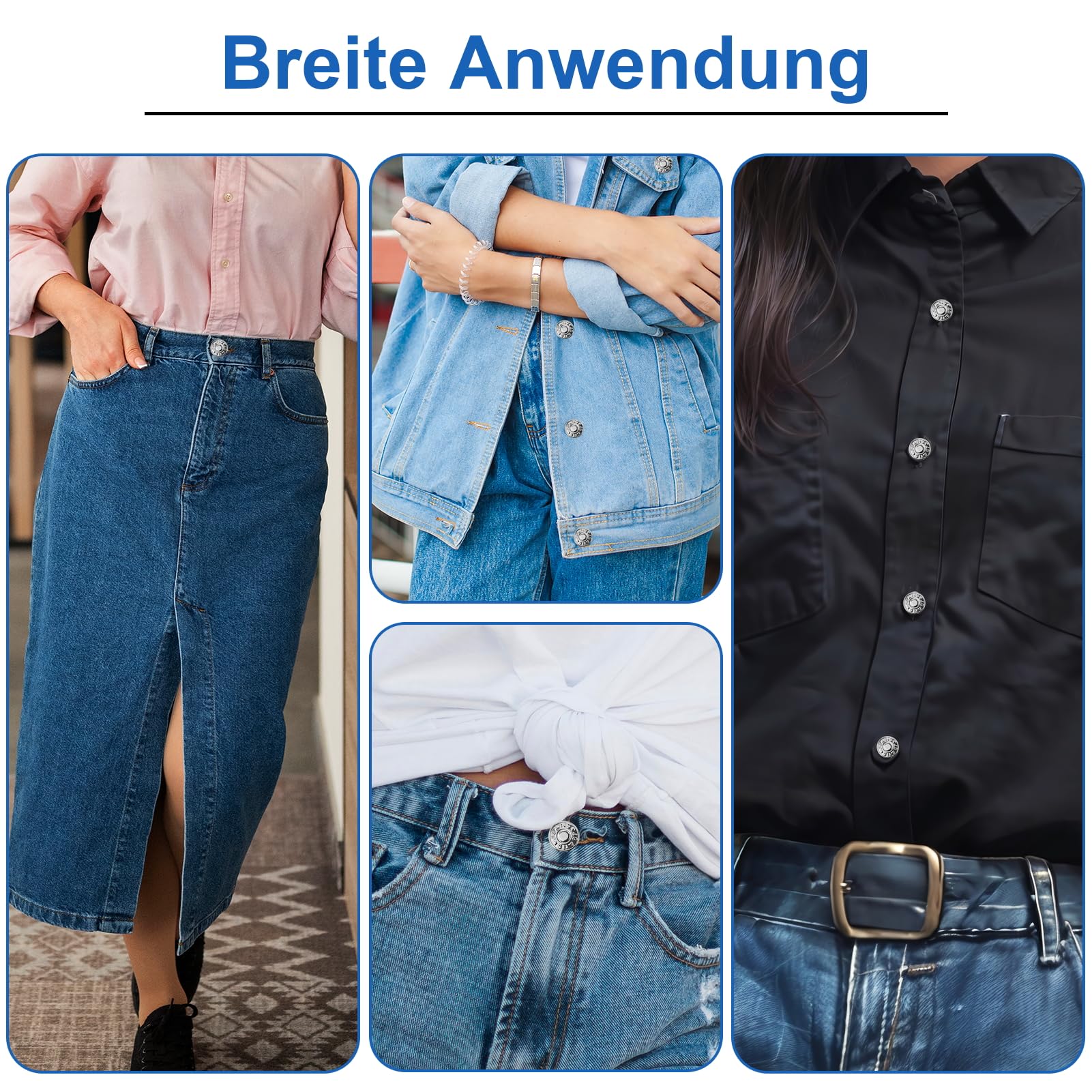 12 Boutons Jeans Sans Couture 17 Mm Argent - Pour Resserrer Ou élargir La Taille Du Pantalon