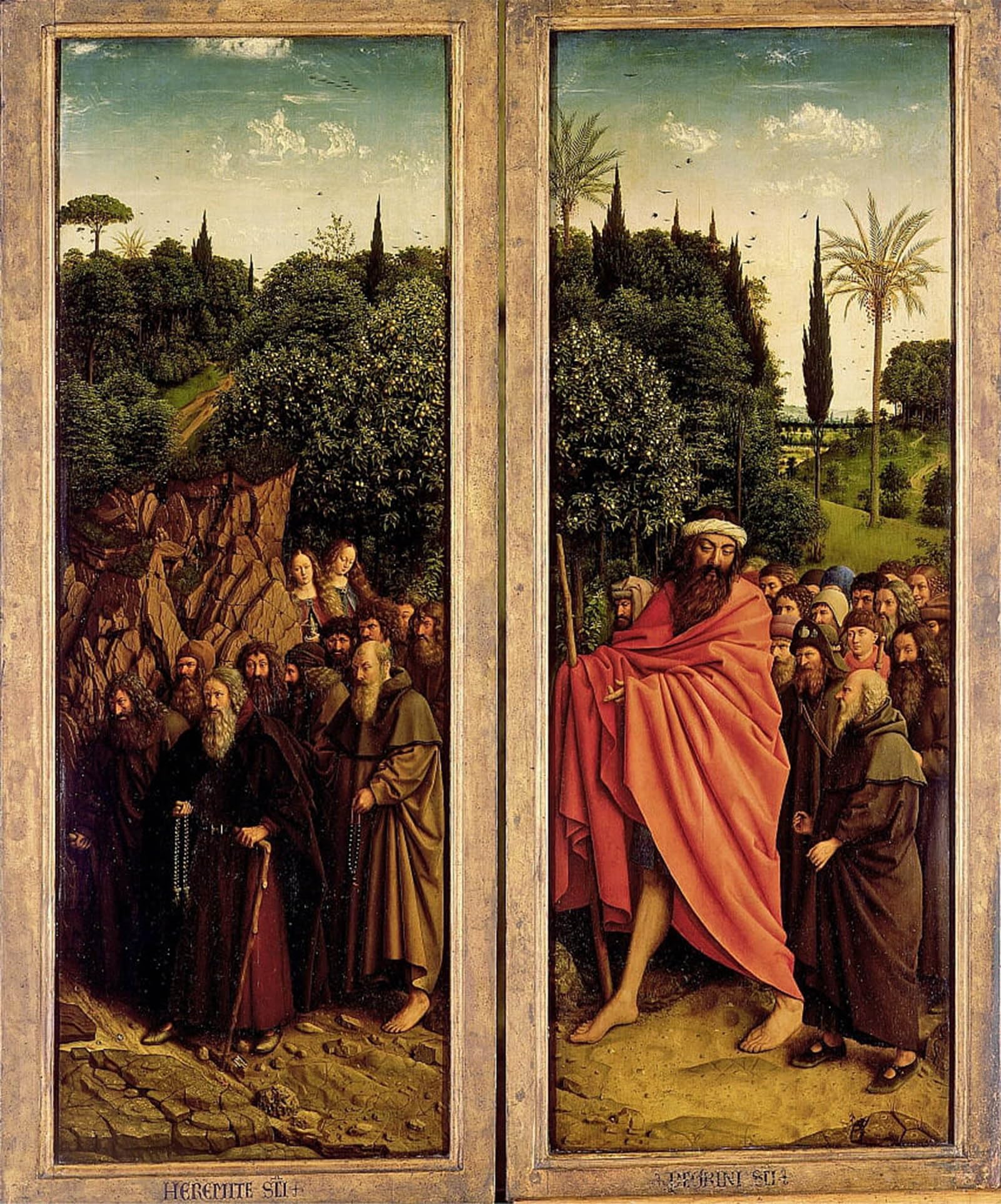POSTERIIk Famous Print Pop Art Wall Art Graffiti the Holy Hermits and the Holy Pilgrims by Jan Van Eyck Art Prints for Home Decor 60x90cm