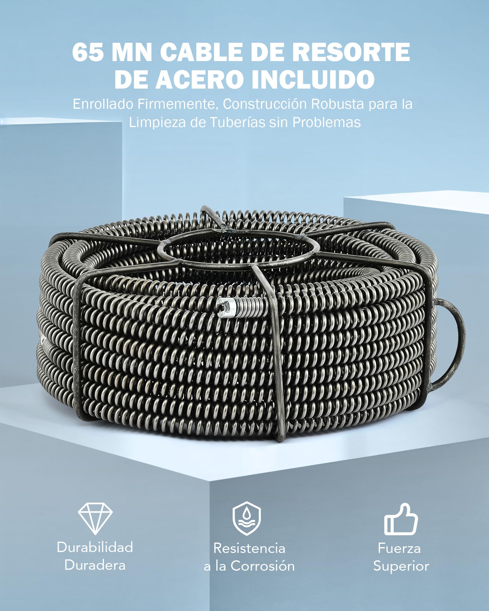 ZELCAN 400W Desatascador Eléctrico de Tuberías 400r/min Máquina de Limpieza de Desagües Electrico con Espirales Máquina de Limpieza para Tubos 20mm a 100mm