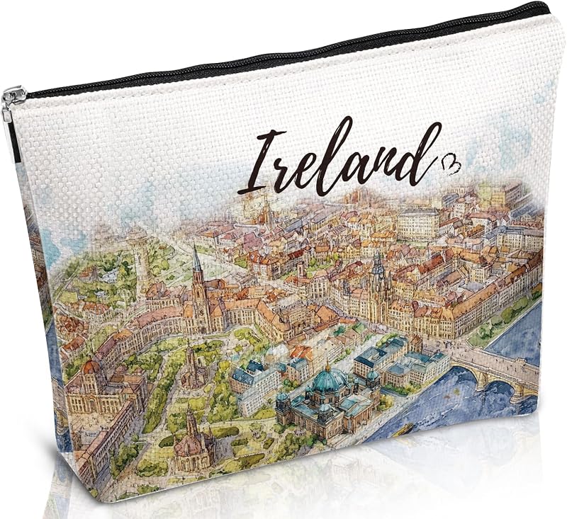 Necessaire de maquiagem Luvsweets com estampa da Irlanda e zíper, 1 unidade