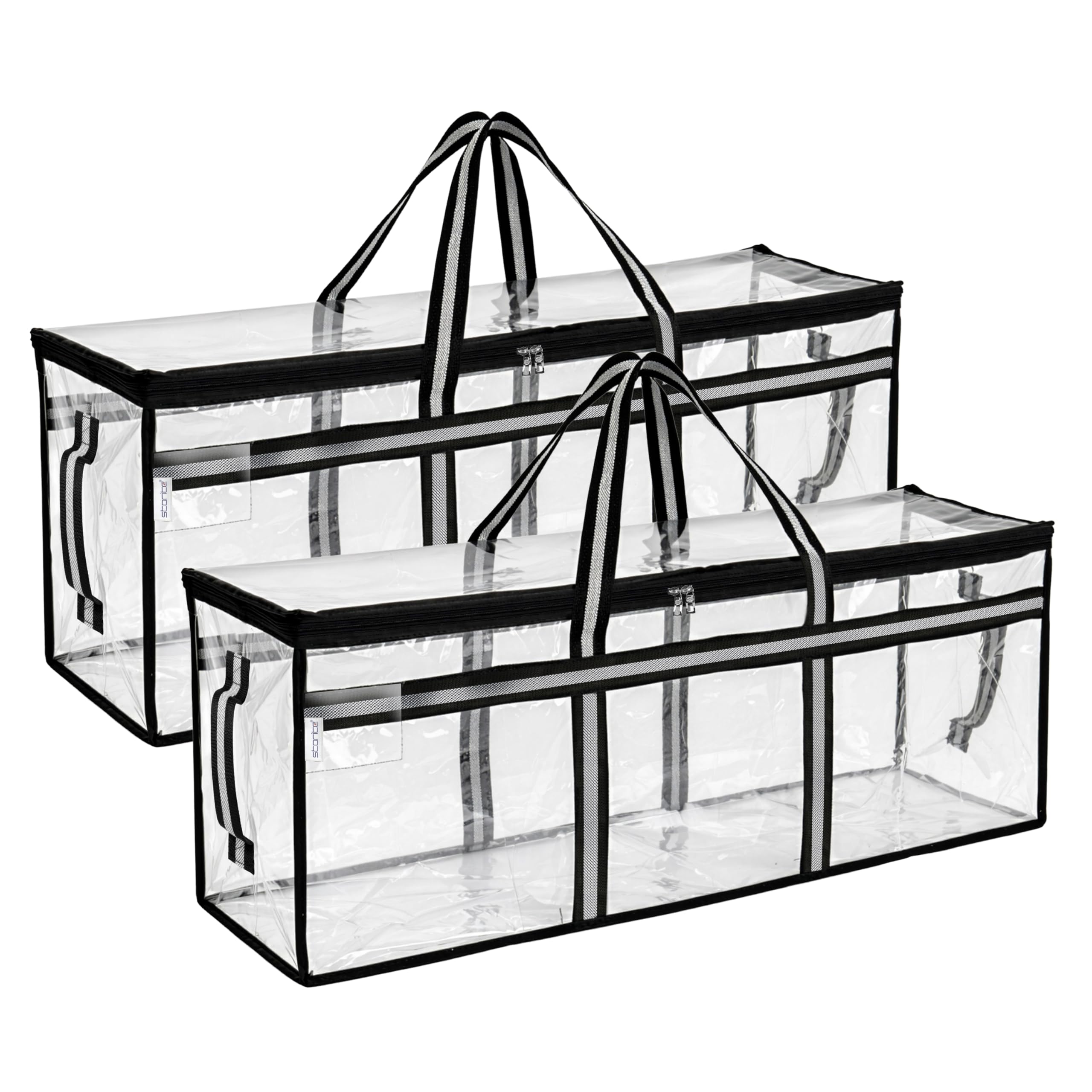 Storite 2 Pack Heavy Duty 85L Transparent Super Jumbo Underbed Storage Bag | Multi-Purpose Moisture Proof Toys/Blankets/Stationery Paper/Clothes Storage Bag (88x27x36 cm)