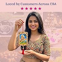 Vista 7 de LOVENSPIRE Adorno colgante hindú para automóvil, marco de fotos, espejo retrovisor, accesorios de decoración interior para salpicadero, Ganesha