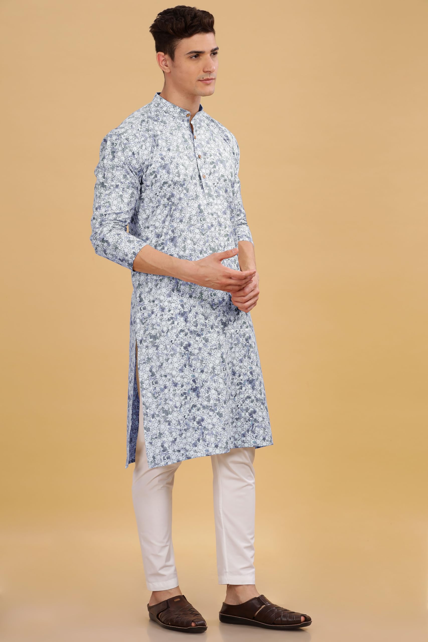 Be Active Men's Cotton Regular Kurta (C-399-1_Blue