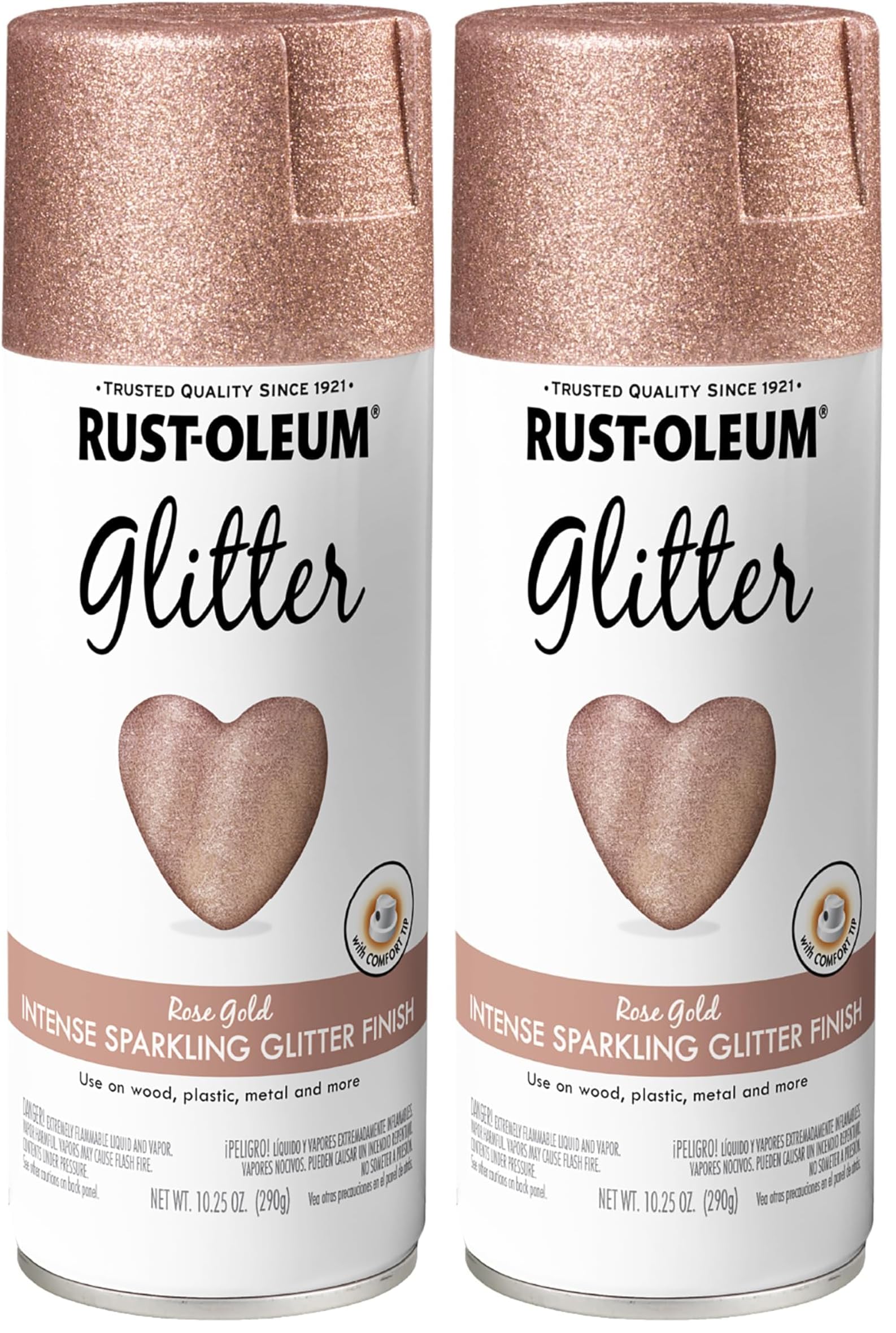 Rust-Oleum 344697 Specialty Glitter Spray Paint, 10.25 Oz, Rose Gold (Pack of 2)