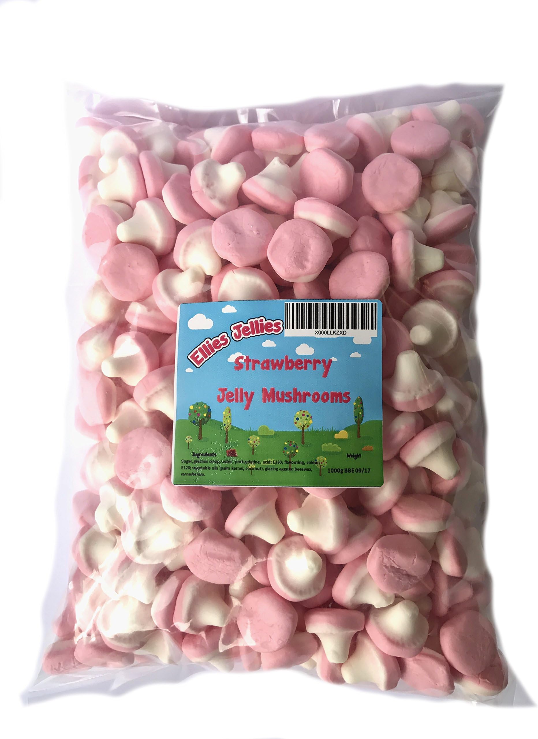 Ellies Jellies Jelly Mushrooms-1Kg Bag-Mushroom Shaped Jelly - Strawberry Flavored Jelly Mushroom