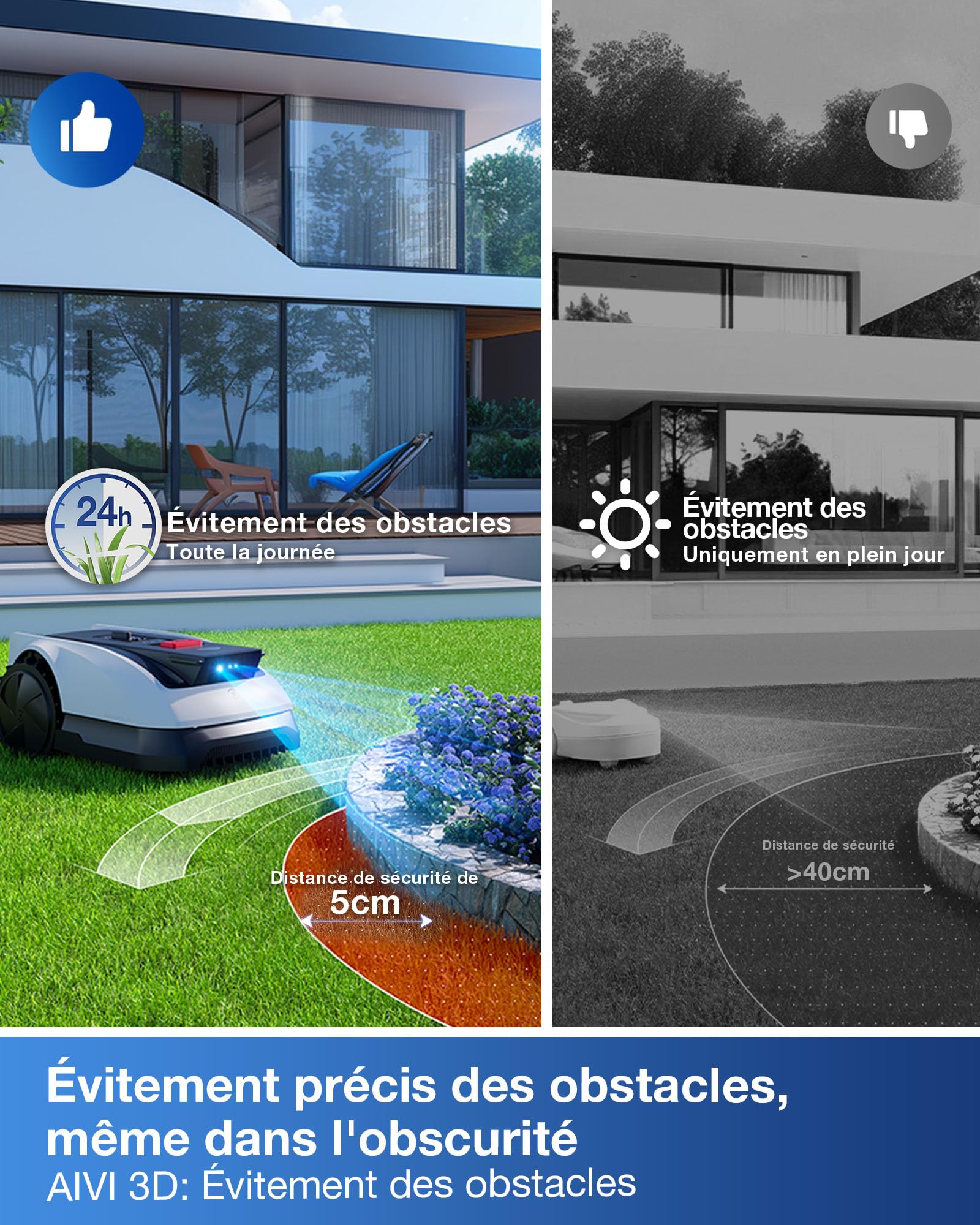 ECOVACS Goat O1200 RTK Robot Tondeuse sans Fil périphérique 1200 m², Navigation RTK+Vision Améliorée par Lidar, Cartographie Automatique, Passages étroits 0,7 m, Tonte précise des Bordures, Pente 45%