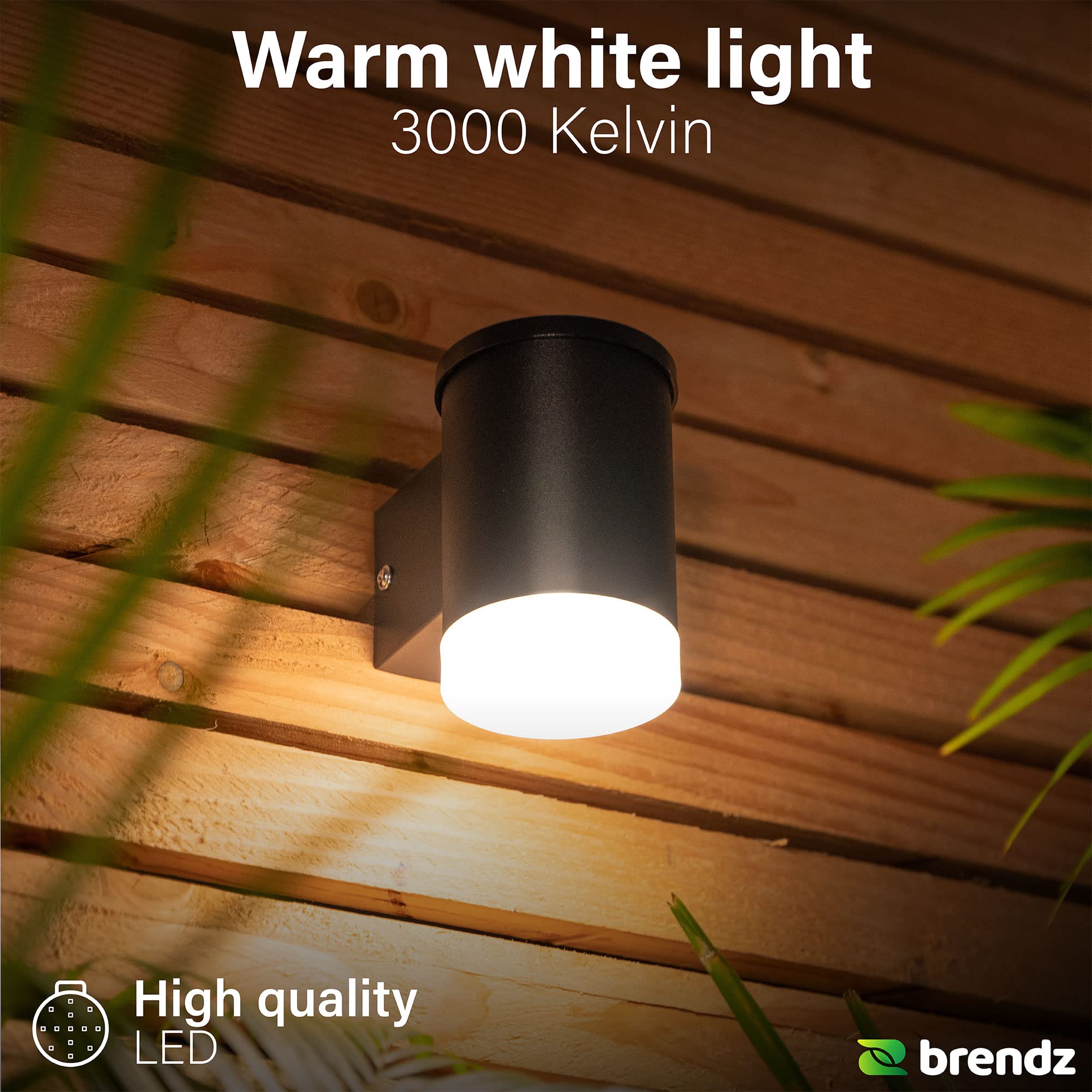 Brendz Applique de pared exterior solar: 50 lúmenes, Impermeable IP44, lámparas solar de pared para exteriores, Luz blanca cálida 3000k, tipo Accra (4 piezas)