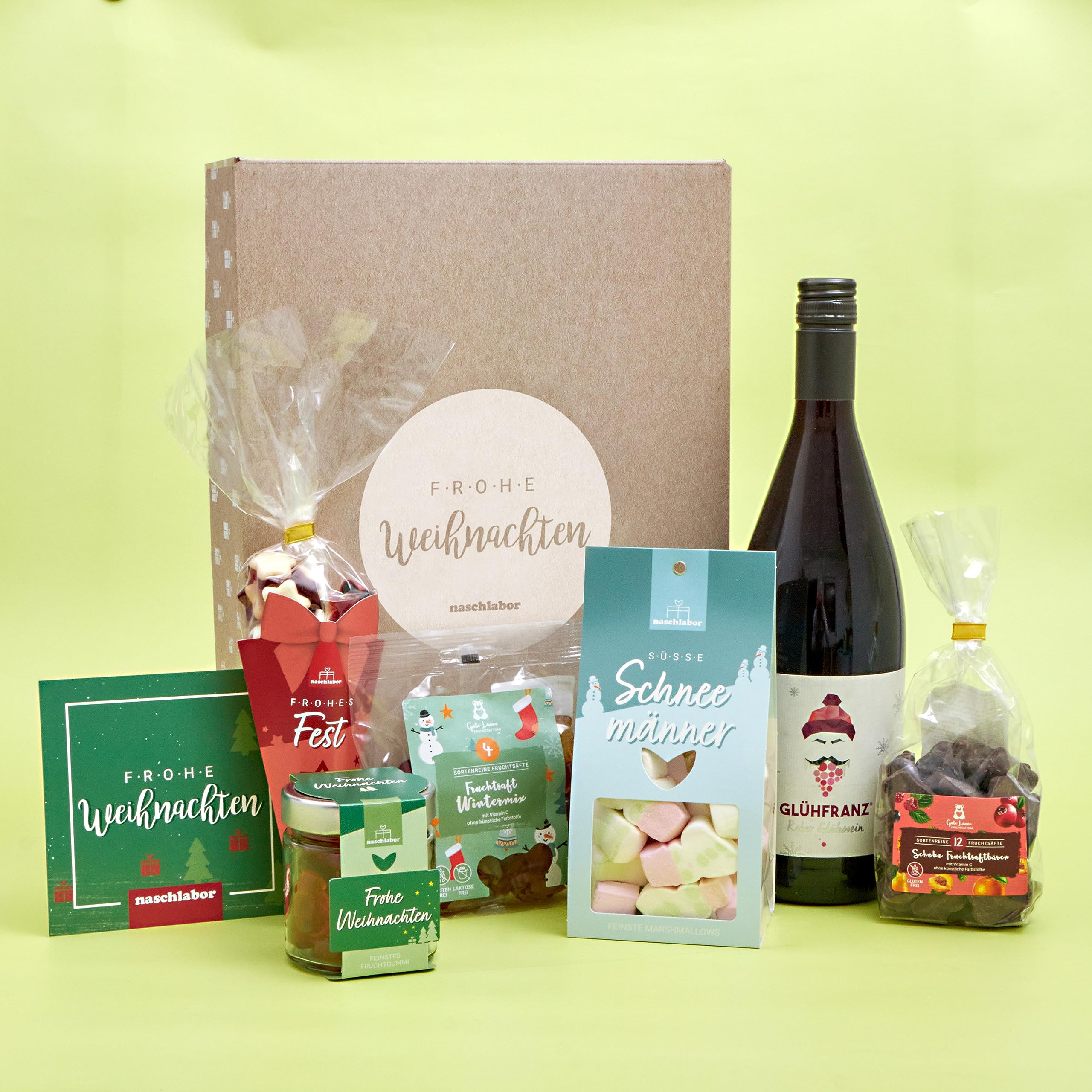 naschlabor | Weihnachtsgeschenkbox groß | Fröhliche Weihnachten zum Naschen und Genießen | Die Weihnachtsgeschenkbox für die Familie, Freunde und Bekannte