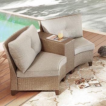 Amazon Com Patiofestival Outdoor Bistro Set Half Moon Shape Patio Sofa Sectional Loveseat Wicker Furniture Set With All Weather Frame 3pcs Garden Outdoor