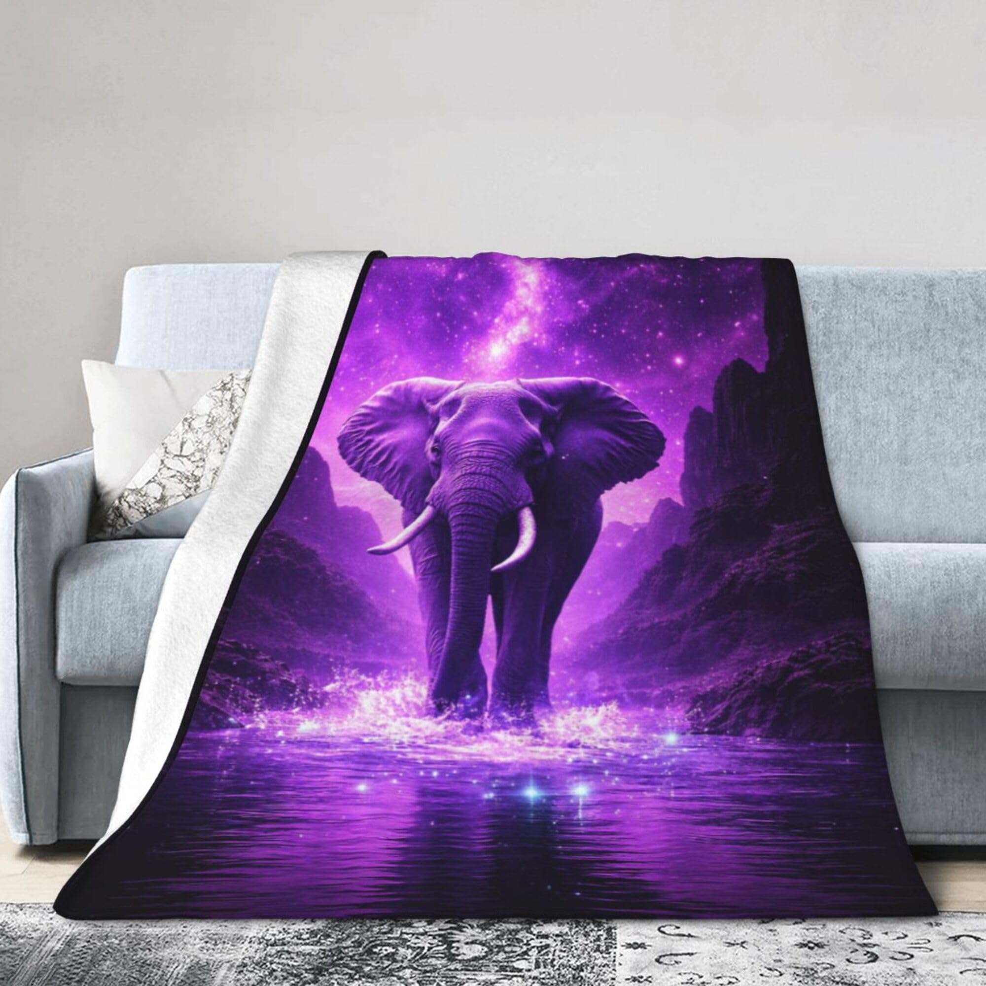 Elephant Blanket Gifts for Women Girls Men Boys– Soft Flannel Elephant Throw Blanket – Elephants Gift Merch Stuff for Room Decor 50"x40"