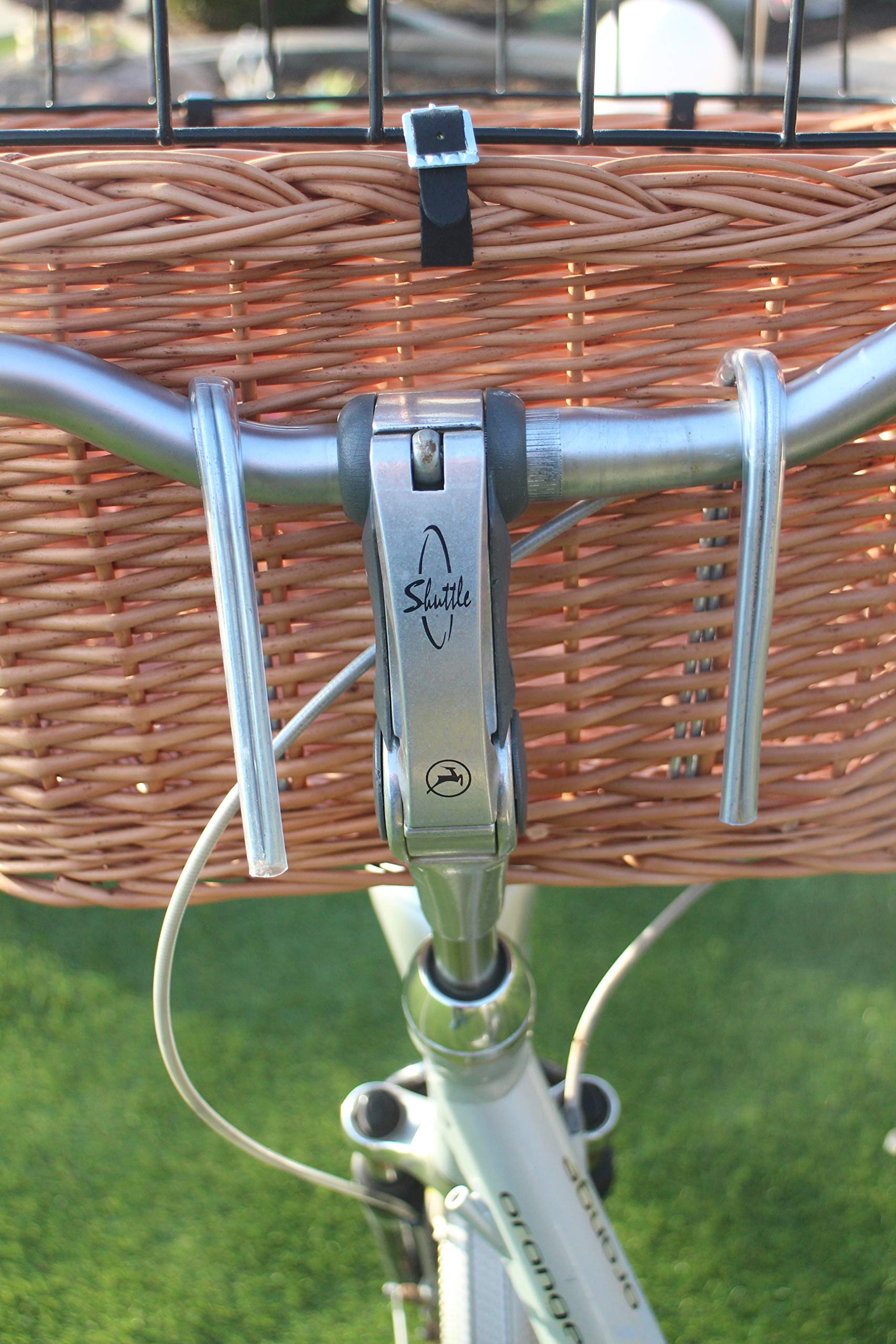 Hundefahrradkorb für Fahradlenker aus Weide mit Metallgitter und Kissen XL oder XXL Lenkrad Weidenkorb Hundekorb Lenkerkorb Tierkorb Einkaufskorb Natur (mit Kissen)