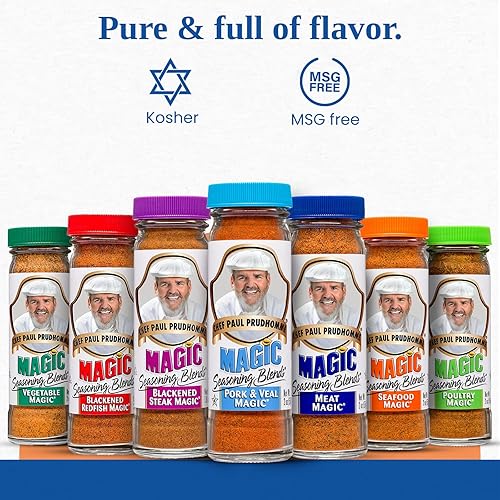 Miniatura 3 de Chef Paul Magic Seasoning Blends - Paquete variado de condimentos para mariscos Redfish y filete ennegrecidos, mariscos, aves, carne, verduras,