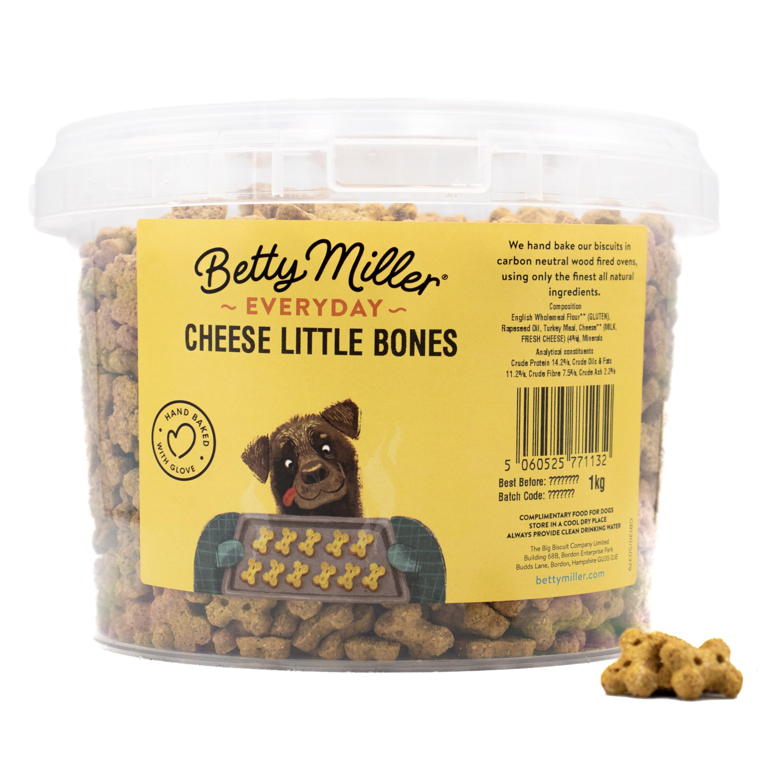Betty Miller Dog Treats - Little Cheese Bones 1kg - British Baked Dog Biscuits - Ideal Dog Treats for Small Dogs