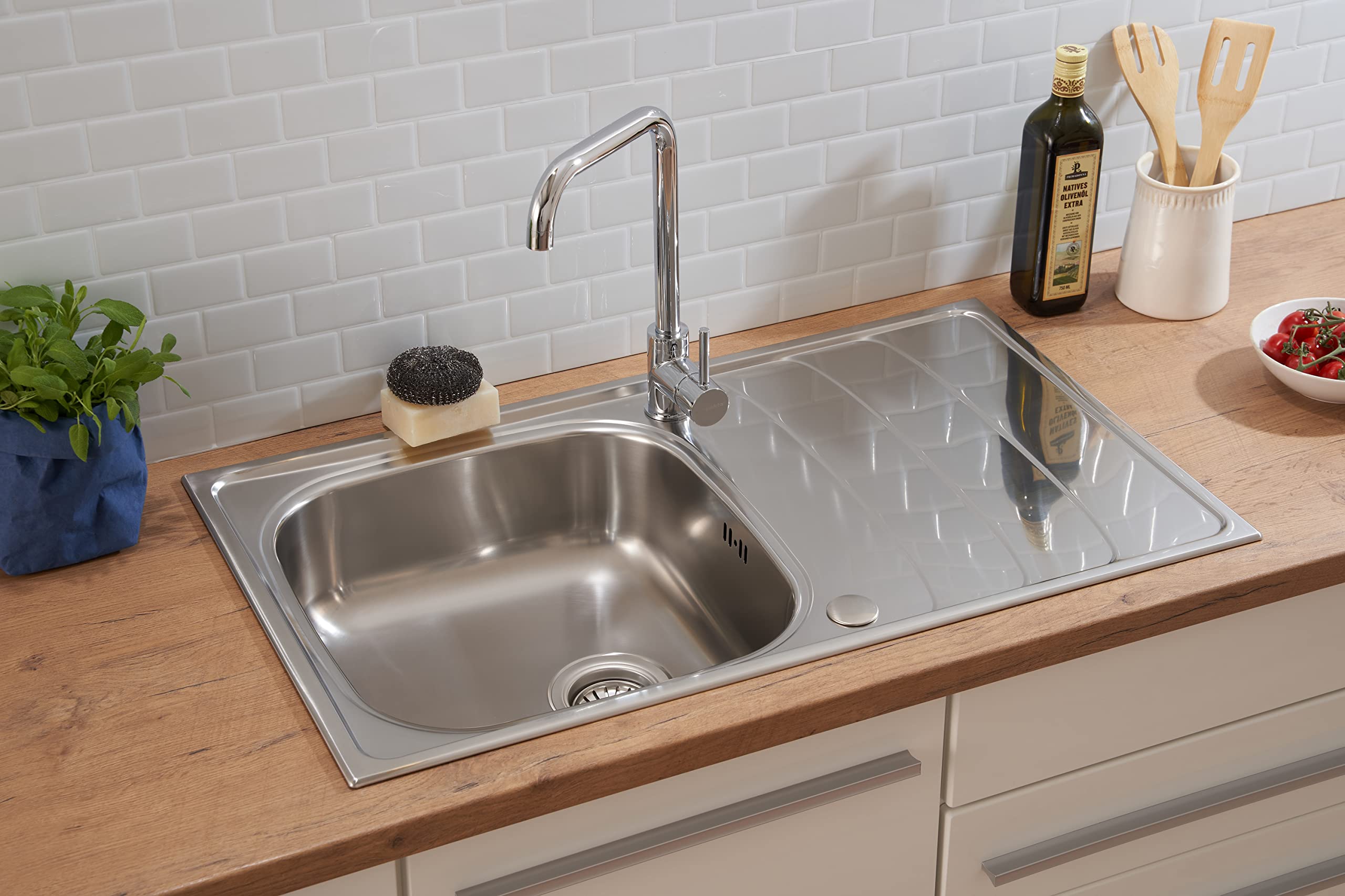 Respekta Miami Fregadero, inox, 86x50 cm, 1 cubeta