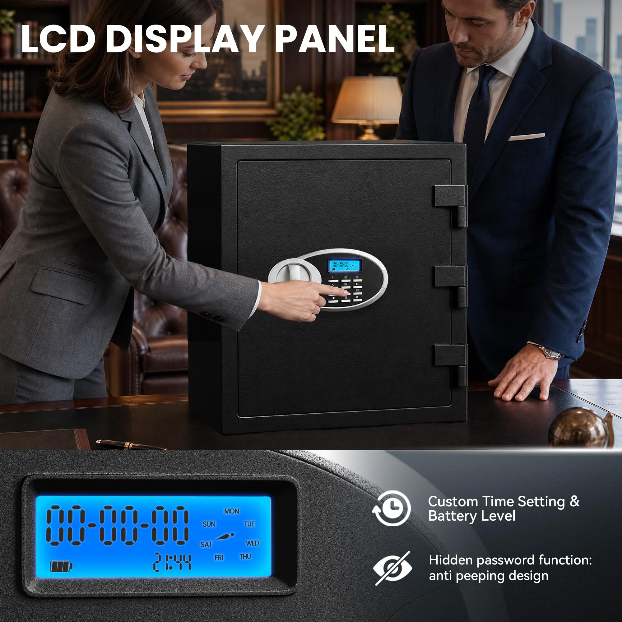 Cassaforte alta 17,72 cm di altezza, impermeabile, piccola cassaforte di sicurezza in acciaio resistente con display LCD, tastiera elettronica digitale e serratura a combinazione, cassaforte personale