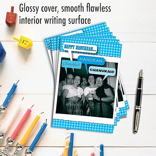Miniatura 5 de NobleWorks - 12 divertidas tarjetas de felicitación de Janucá a granel con sobres de 5 x 7 pulgadas (1 diseño, 12 cada uno) Divertidas tarjetas de
