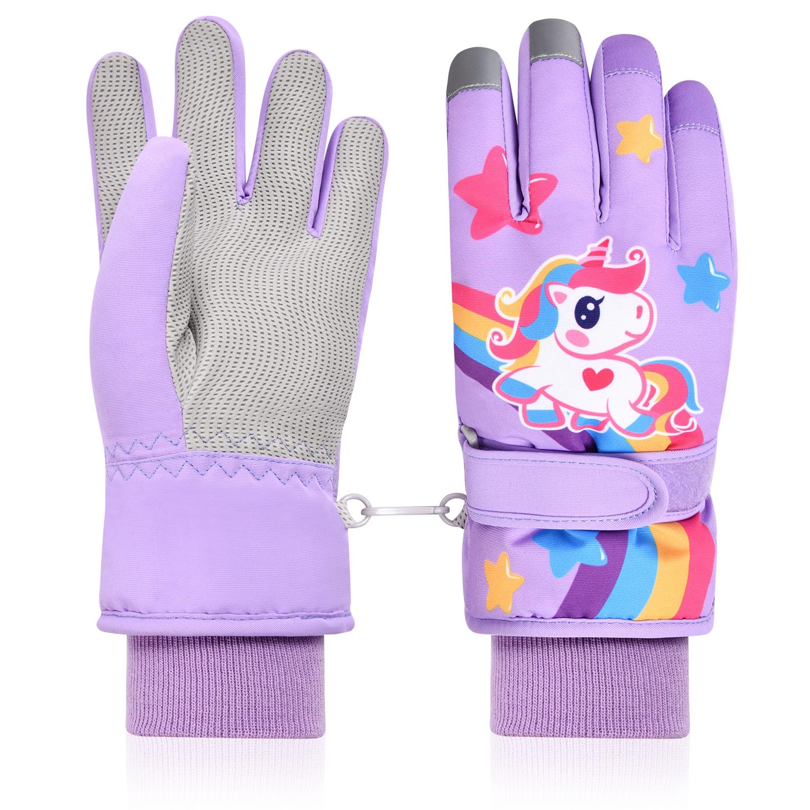 flintronic Guanti da Sci per Bambini, Guanti da Sci Invernali per Bambini, Guanto Termico Antivento, Guanti Neve Antivento Impermeabile per Ragazze e Ragazzi