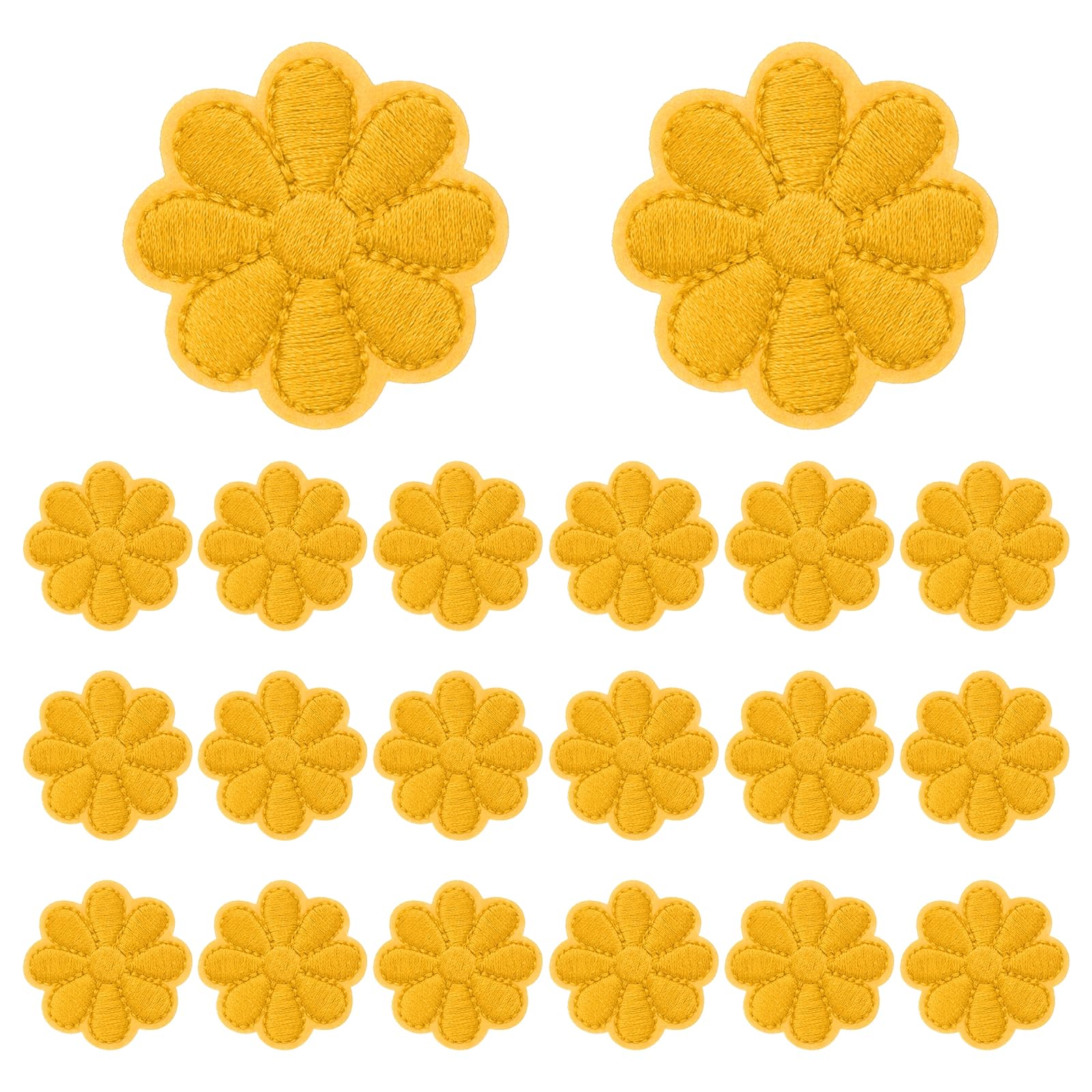sourcing map 20 Pcs Flower Iron-on Patches, 1.57 Inch Cute Flower Applique Patches Embroidered Sew on Patch for Clothing Jackets Backpack Shoes DIY Accessory Bags, Orange