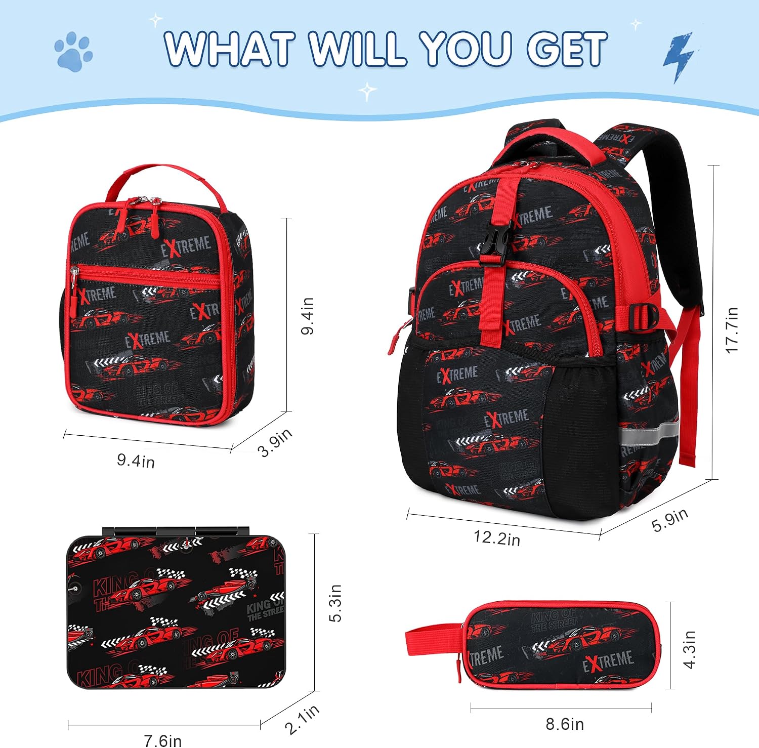 Kids Backpack for Boys, Toddler Boys Backpack with 34OZ Bento Box image 2