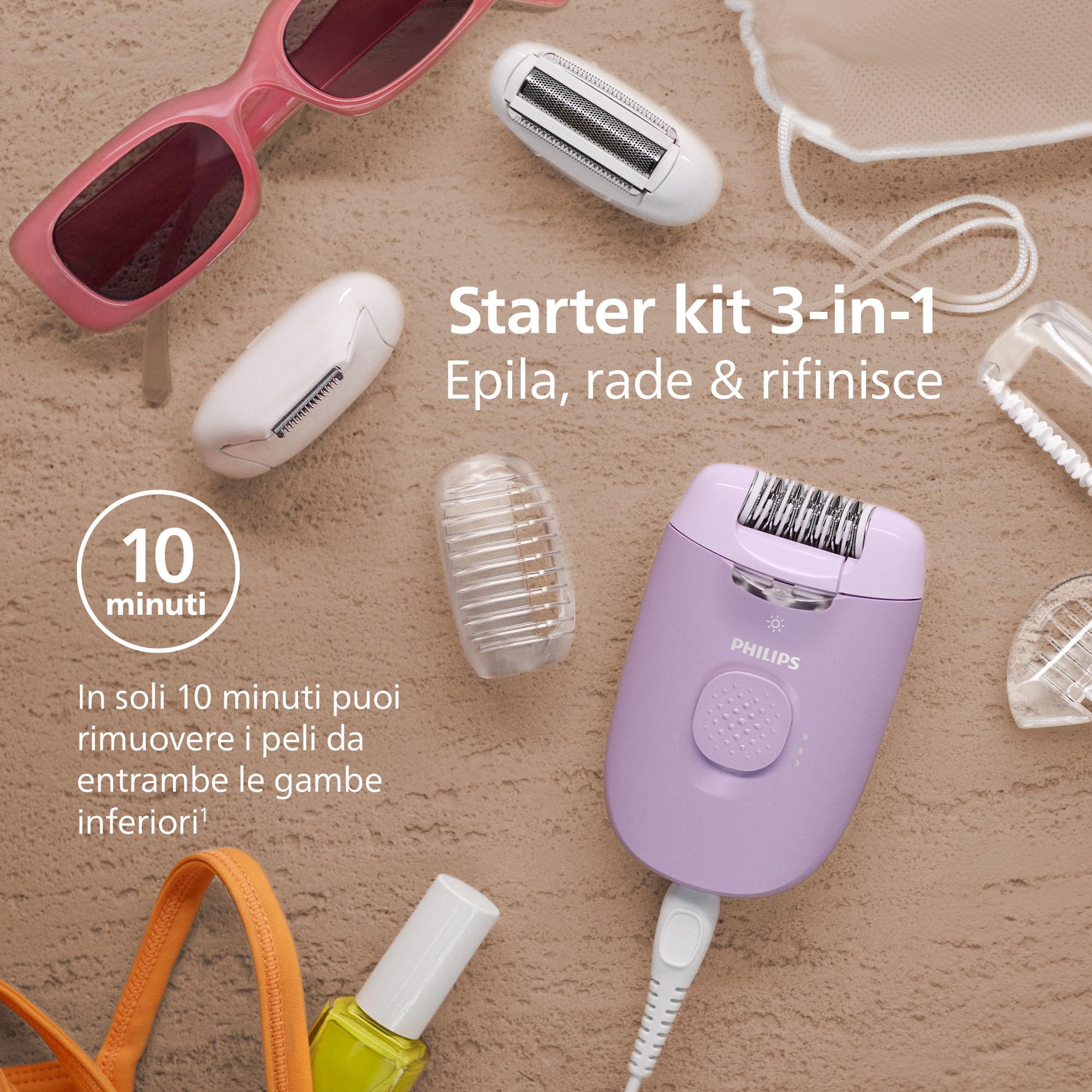 Epilatore Philips Serie 4000, epilatore da donna con filo per corpo e zona bikini, epilazione, rasatura e rifinitura, modello BRE257/00