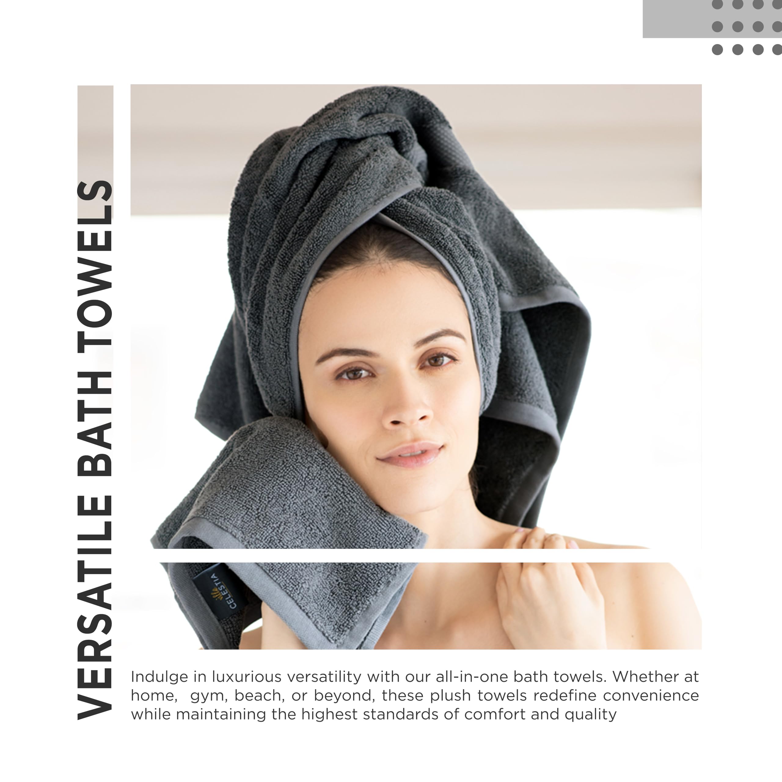 Villa Celestia Toalla de baño de 600 g/m², color gris claro, toallas de baño 100% algodón para baño, toallas de baño suaves plateadas, juego de toallas plateadas para baño, 68 x 137 cm, juego de 4