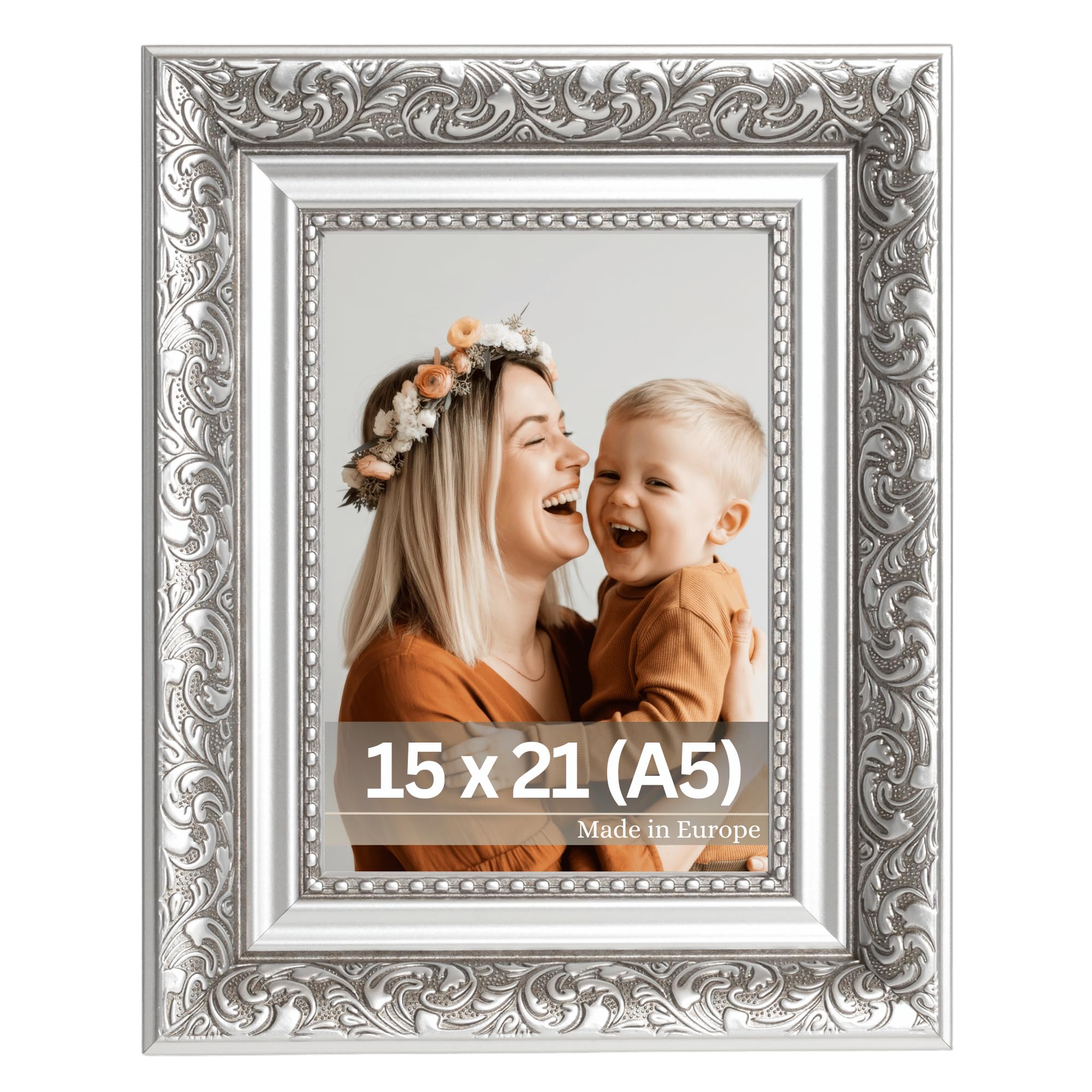 VictoR Renoir Bilderrahmen Gold A5 - Barock Rahmen Mit Acrylglas & MDF-Rückwand