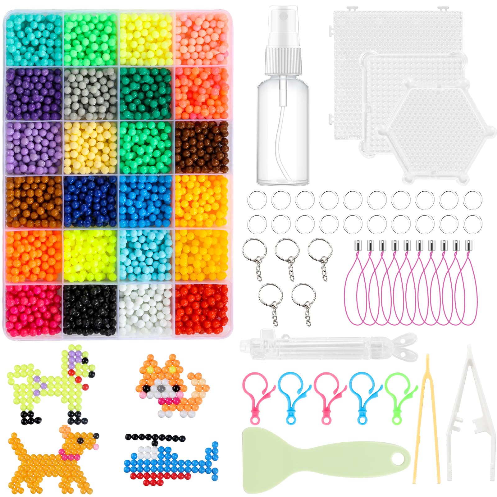 SHiZAK Fusion Beads Kit 4800 pcs 24 Colors Melting Beads Kit 2.6 MM with 12 Patterns 3 Pegboards 2 Tweezers, Fuse Beads Kit Compatible Perler Beads Hama Beads for Christmas Birthday Gift