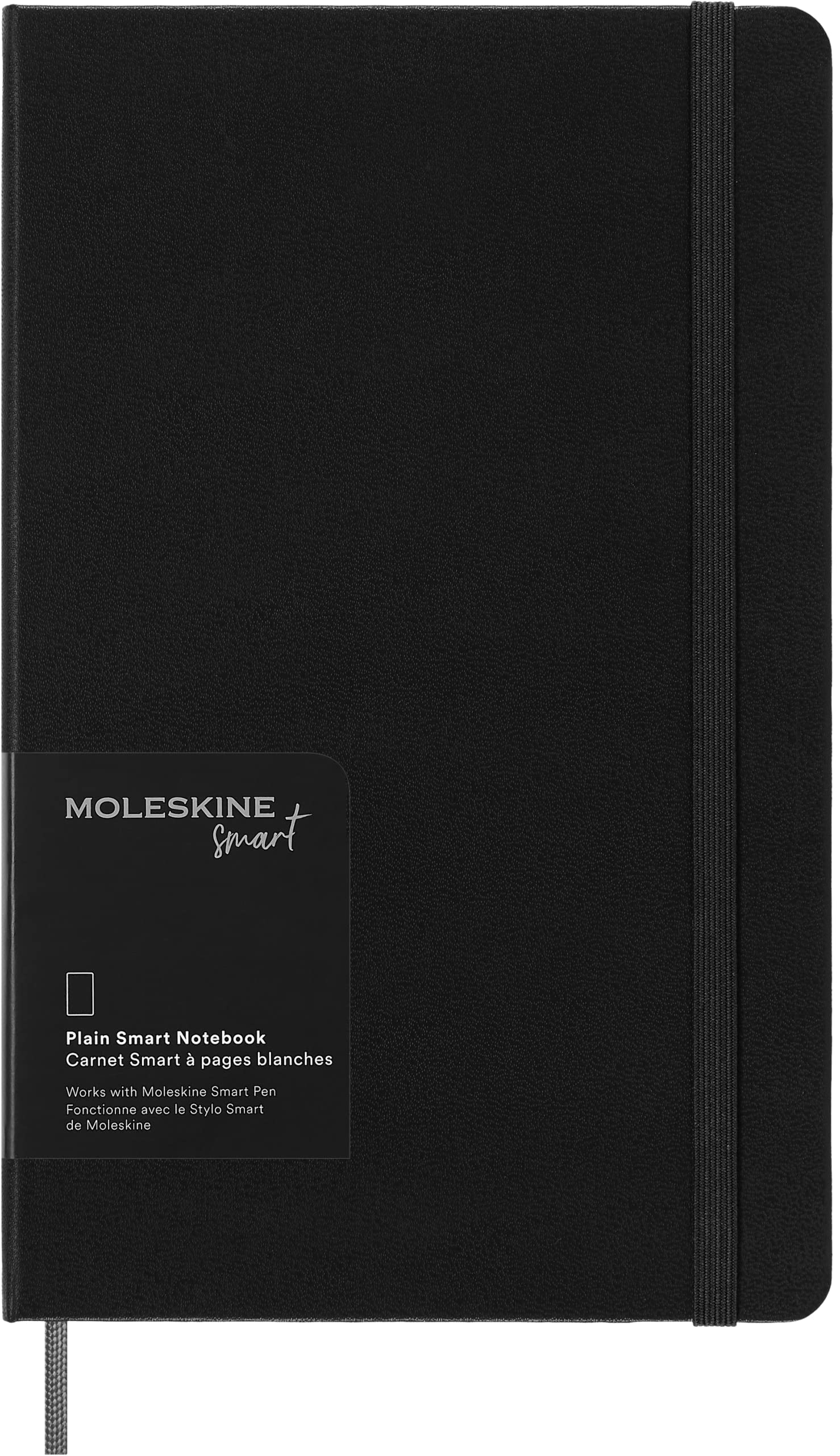 Moleskine Smart Notebook, Smart Writing System, dijital akıllı not defteri, sabit kapaklı, boş sayfalar ve pratik lastik kilitli, büyük format 13 x 21, renk: siyah
